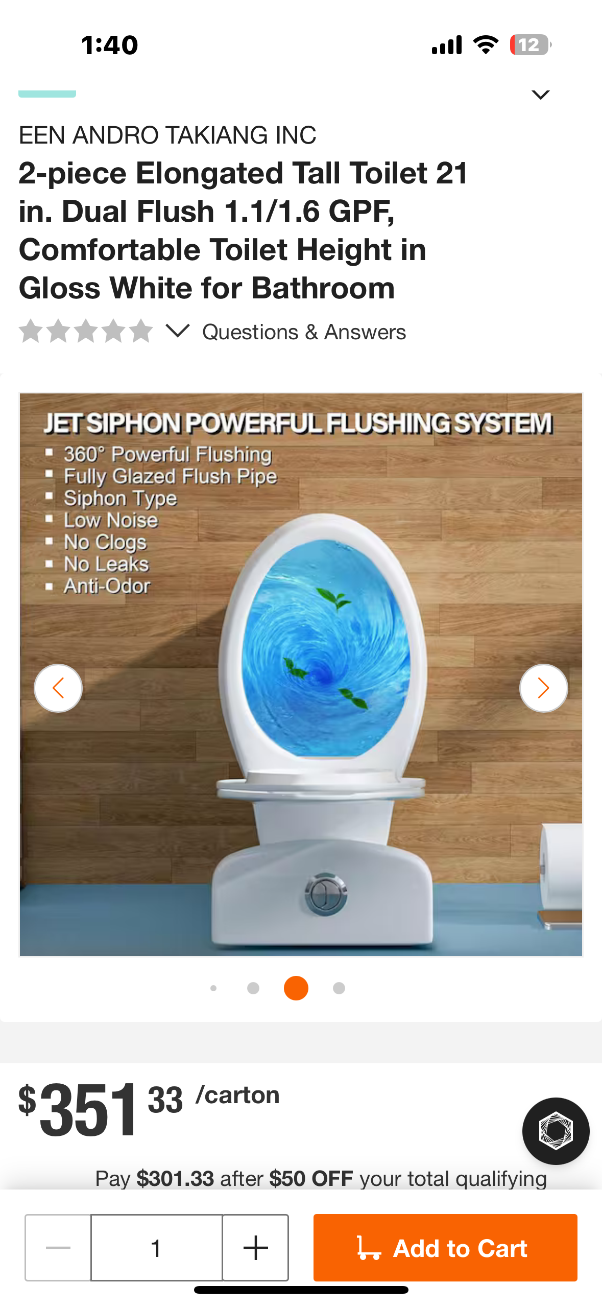 2-piece Elongated Tall Toilet 21 in. Dual Flush 1.1/1.6 GPF, Comfortable Toilet Height in Gloss White for Bathroom (B1119)