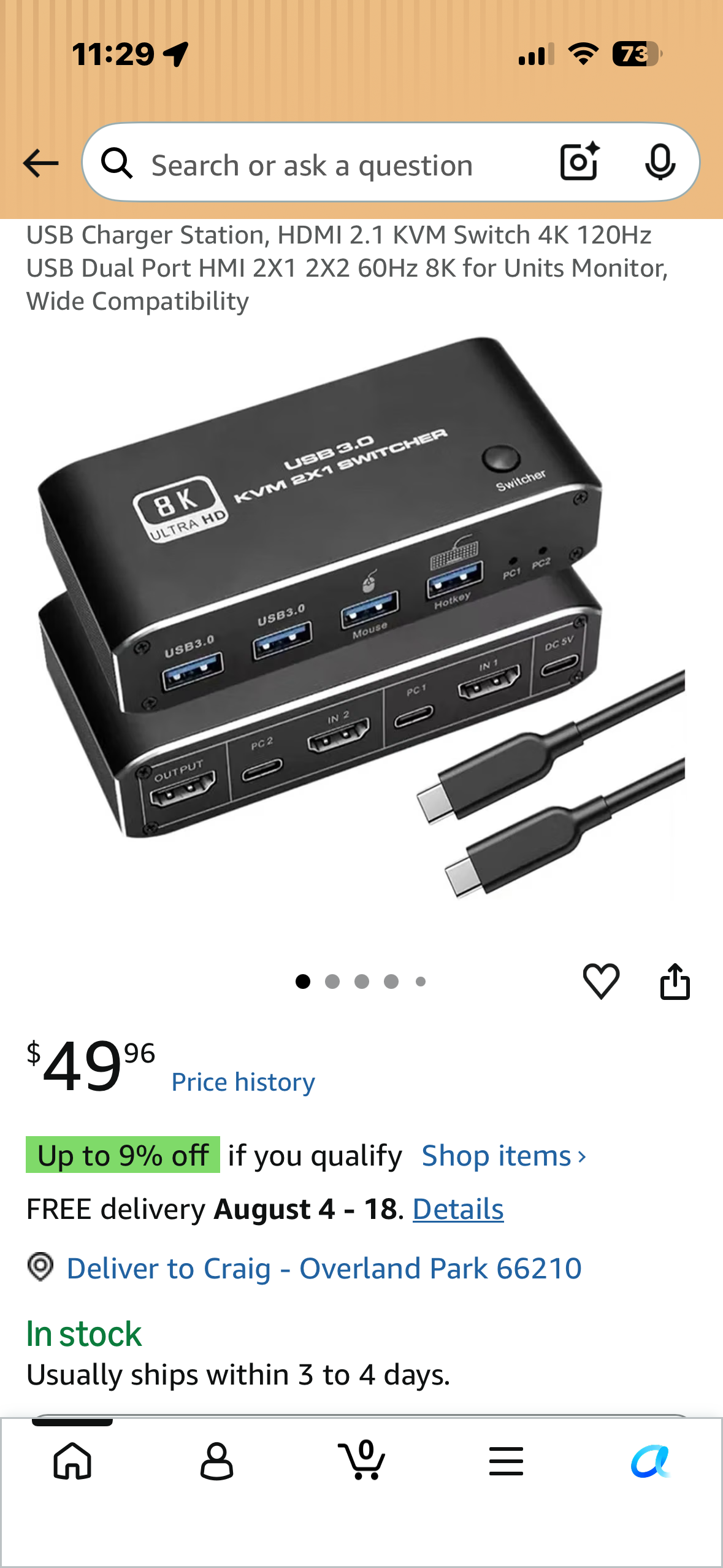 8K @60Hz 2x1 HDMI 2.1 KVM Switch, 2 Port 2 in 1 Out KVM HDMI 2.1 Switch for 2 PCs Shares 1 Set Mouse, Keyboard and Monitor, Support 8K @60Hz, 4K @120Hz, Hotkey, USB 3.0 Port, HDMI2.1 in/Out Port