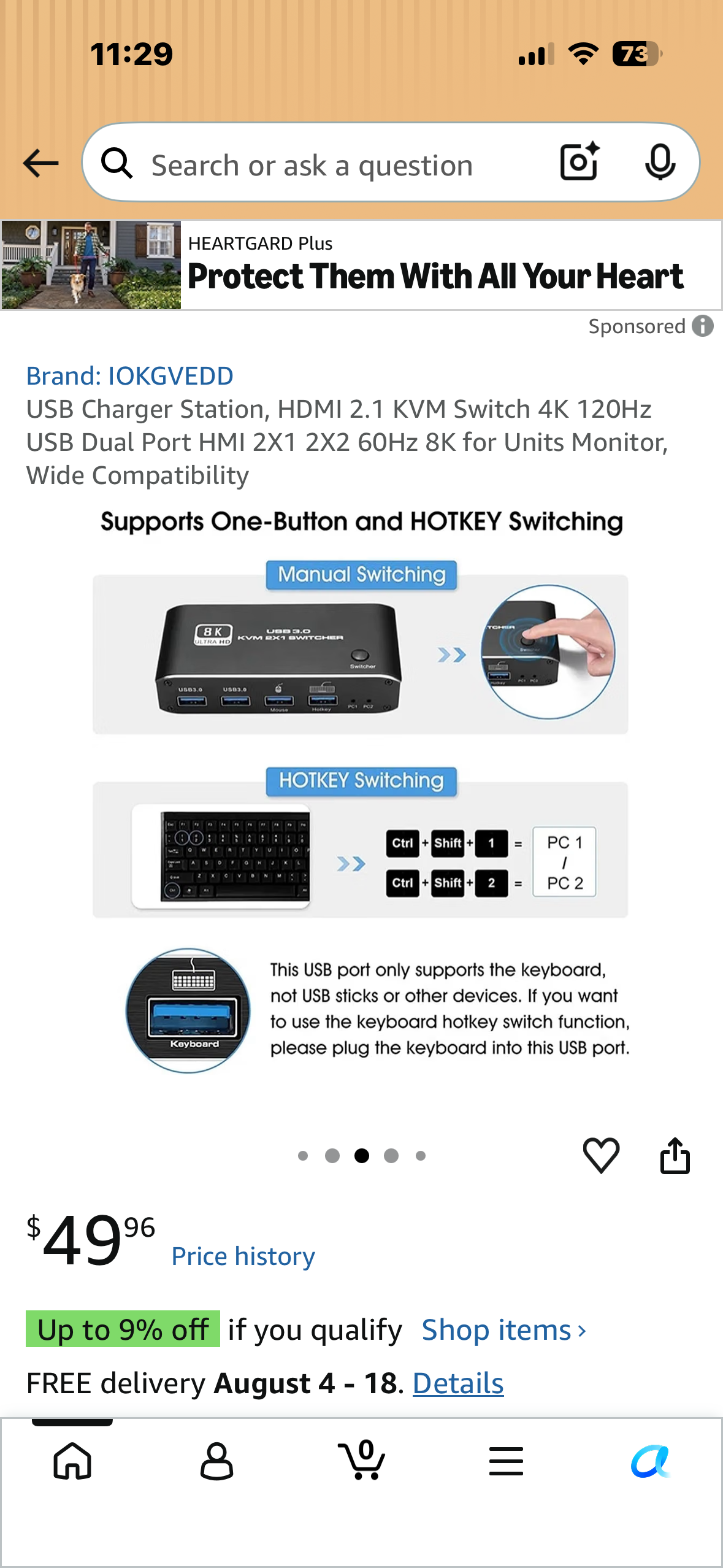 8K @60Hz 2x1 HDMI 2.1 KVM Switch, 2 Port 2 in 1 Out KVM HDMI 2.1 Switch for 2 PCs Shares 1 Set Mouse, Keyboard and Monitor, Support 8K @60Hz, 4K @120Hz, Hotkey, USB 3.0 Port, HDMI2.1 in/Out Port