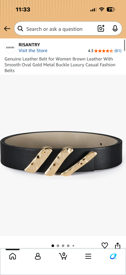 Genuine Leather Belt for Women Brown Leather With Smooth Oval Gold Metal Buckle Luxury Casual Fashion Belts