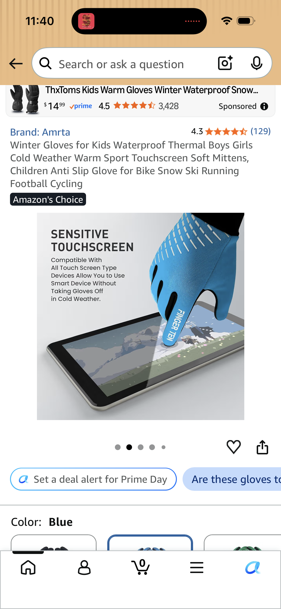 Winter Gloves for Kids Waterproof Thermal Boys Girls Cold Weather Warm Sport Touchscreen Soft Mittens, Children Anti Slip Glove for Bike Snow Ski Running Football Cycling (Size Small)
