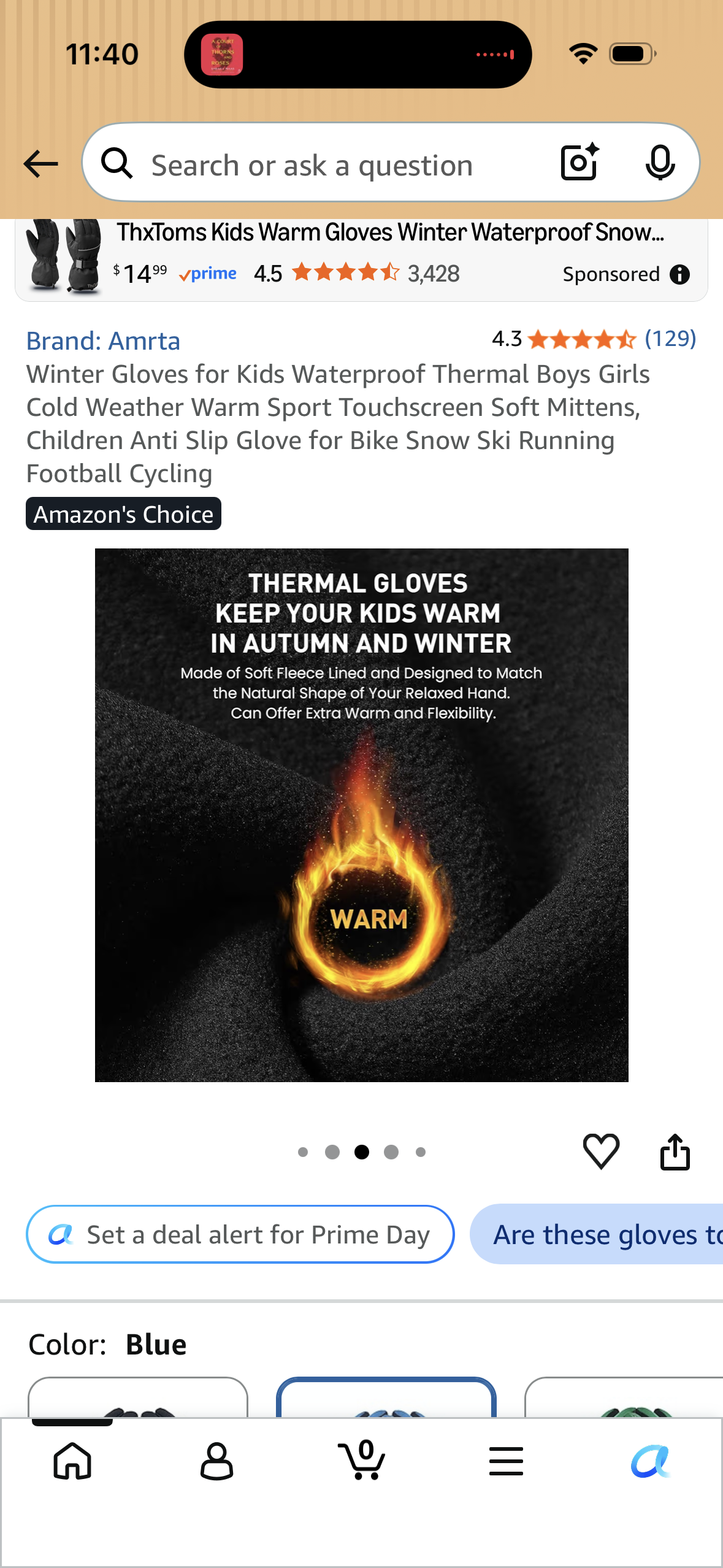 Winter Gloves for Kids Waterproof Thermal Boys Girls Cold Weather Warm Sport Touchscreen Soft Mittens, Children Anti Slip Glove for Bike Snow Ski Running Football Cycling (Size Small)