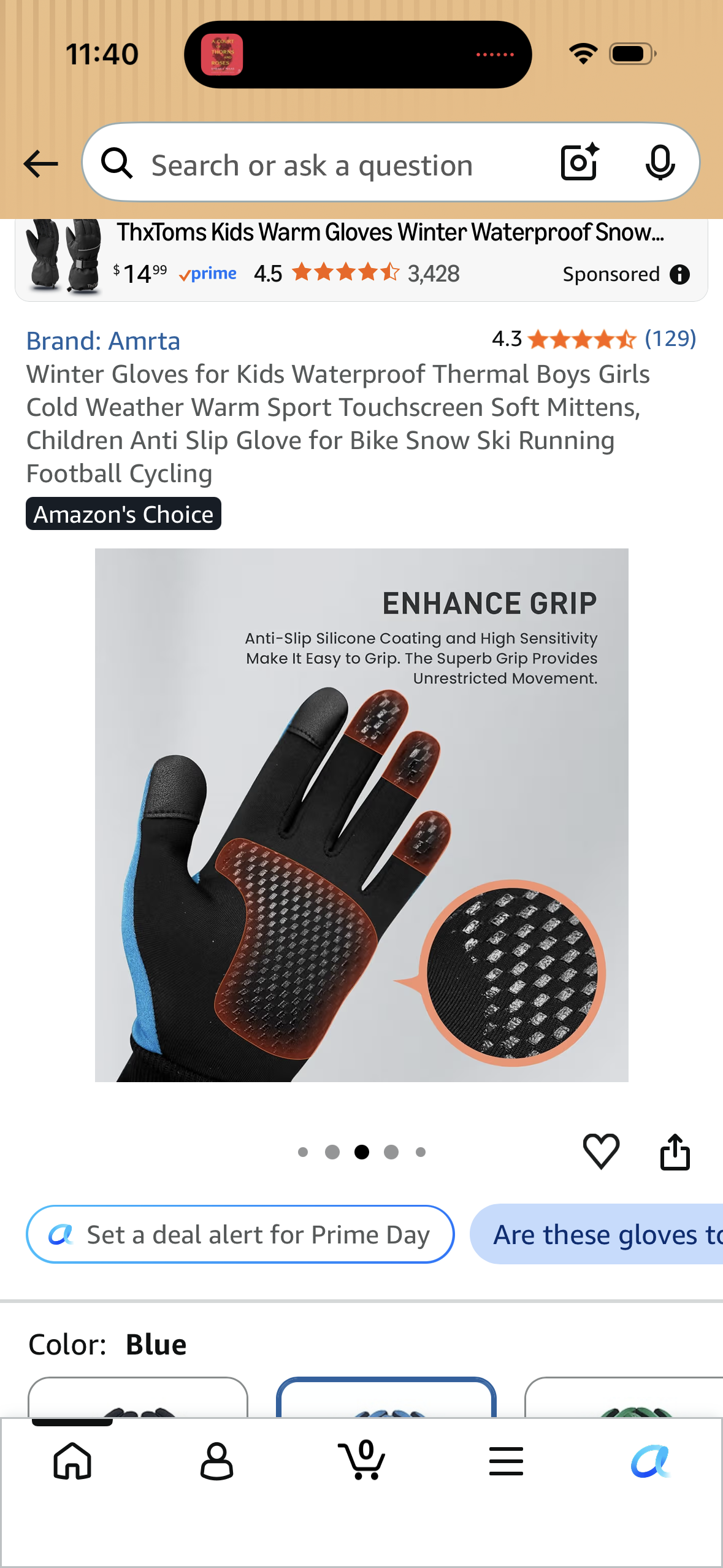 Winter Gloves for Kids Waterproof Thermal Boys Girls Cold Weather Warm Sport Touchscreen Soft Mittens, Children Anti Slip Glove for Bike Snow Ski Running Football Cycling (Size Small)