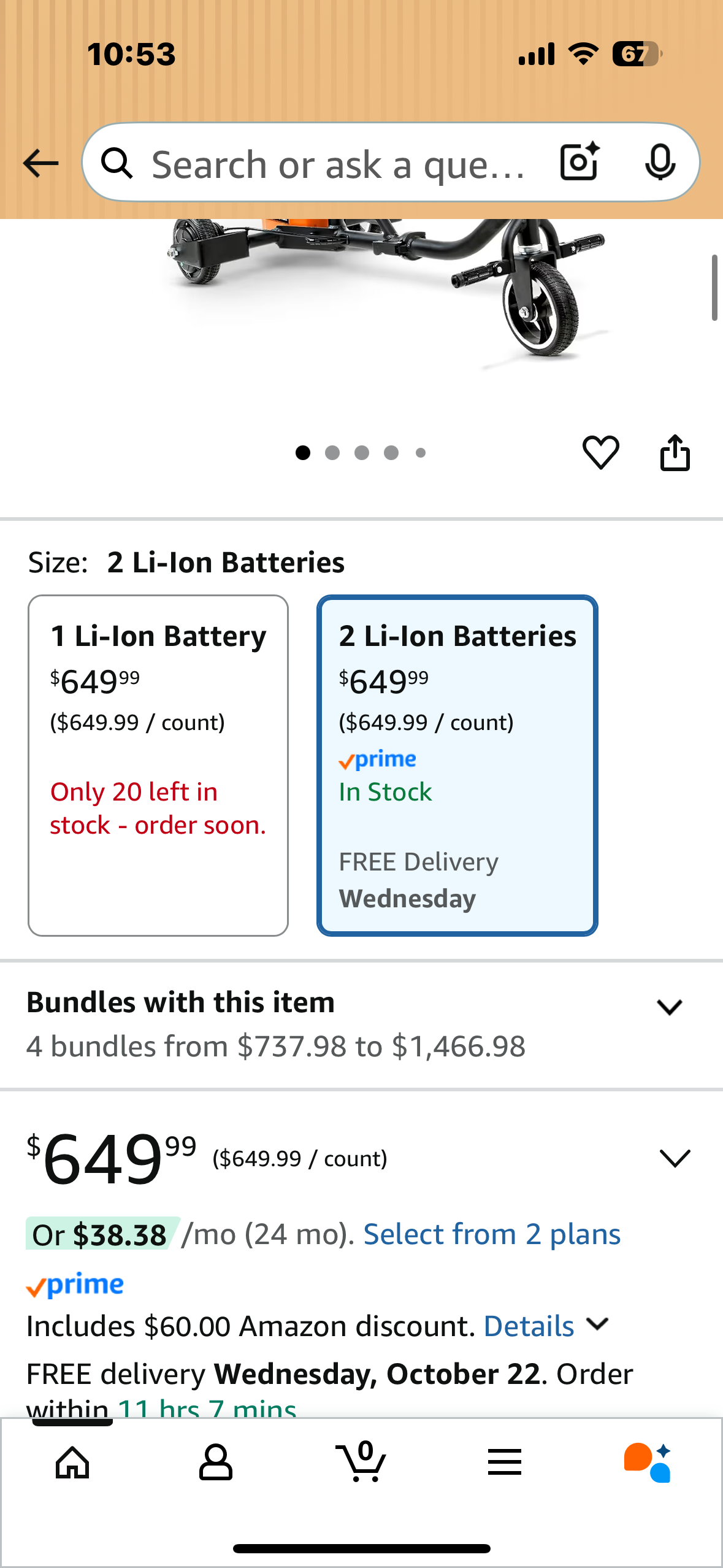 SuperHandy Passport Mobility Scooter for Adults- Foldable, 3 Wheel, Airline Travel Friendly - 13 Mile Range, Includes 2 Removable 44.4V Lithium-ion Batteries & Charger (275 Lbs) (R703)