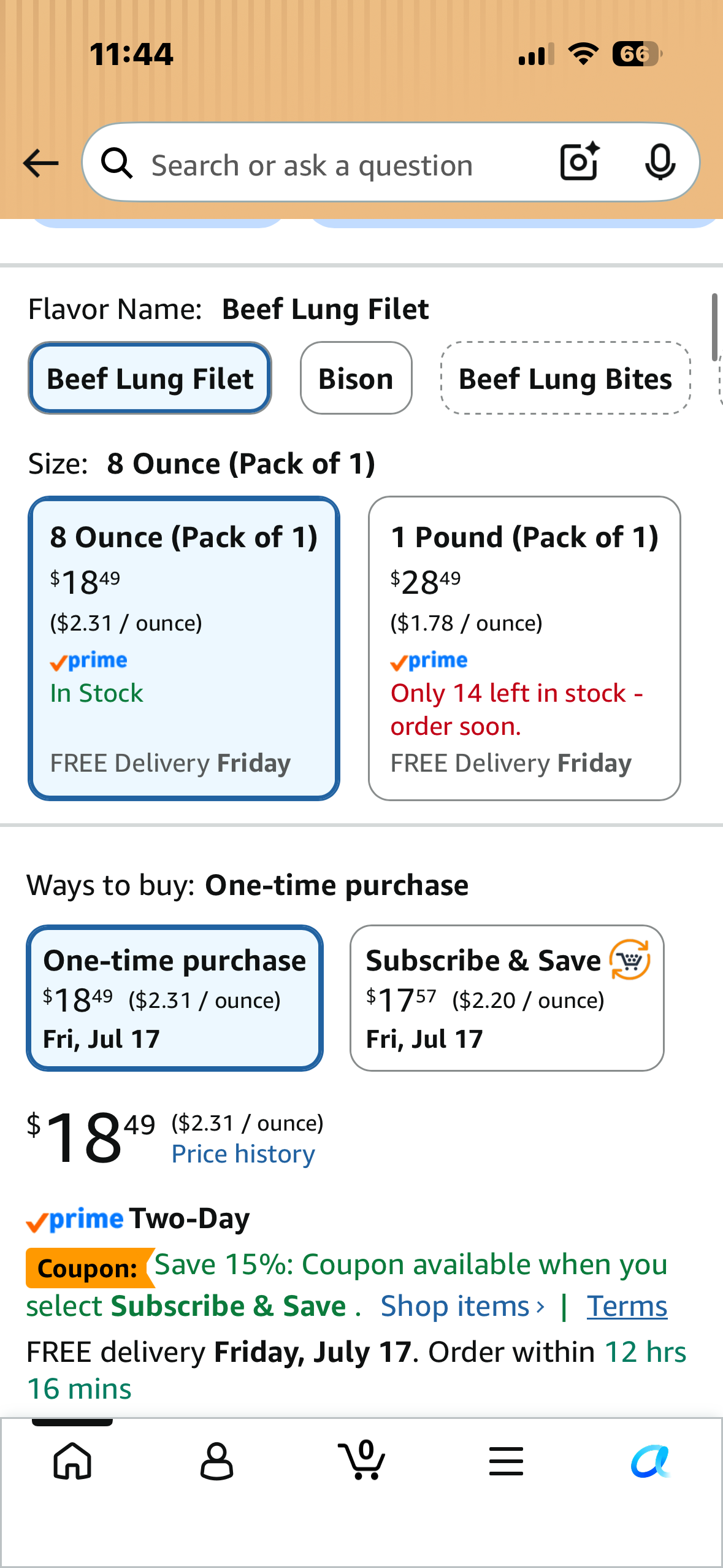 BRUTUS & BARNABY Beef Lung Fillets for Dogs – 100% USA-Sourced Single Ingredient Dog Treat – High Protein, Healthy, All-Natural Dog Chews – Grain-Free, No Additives, (8oz)