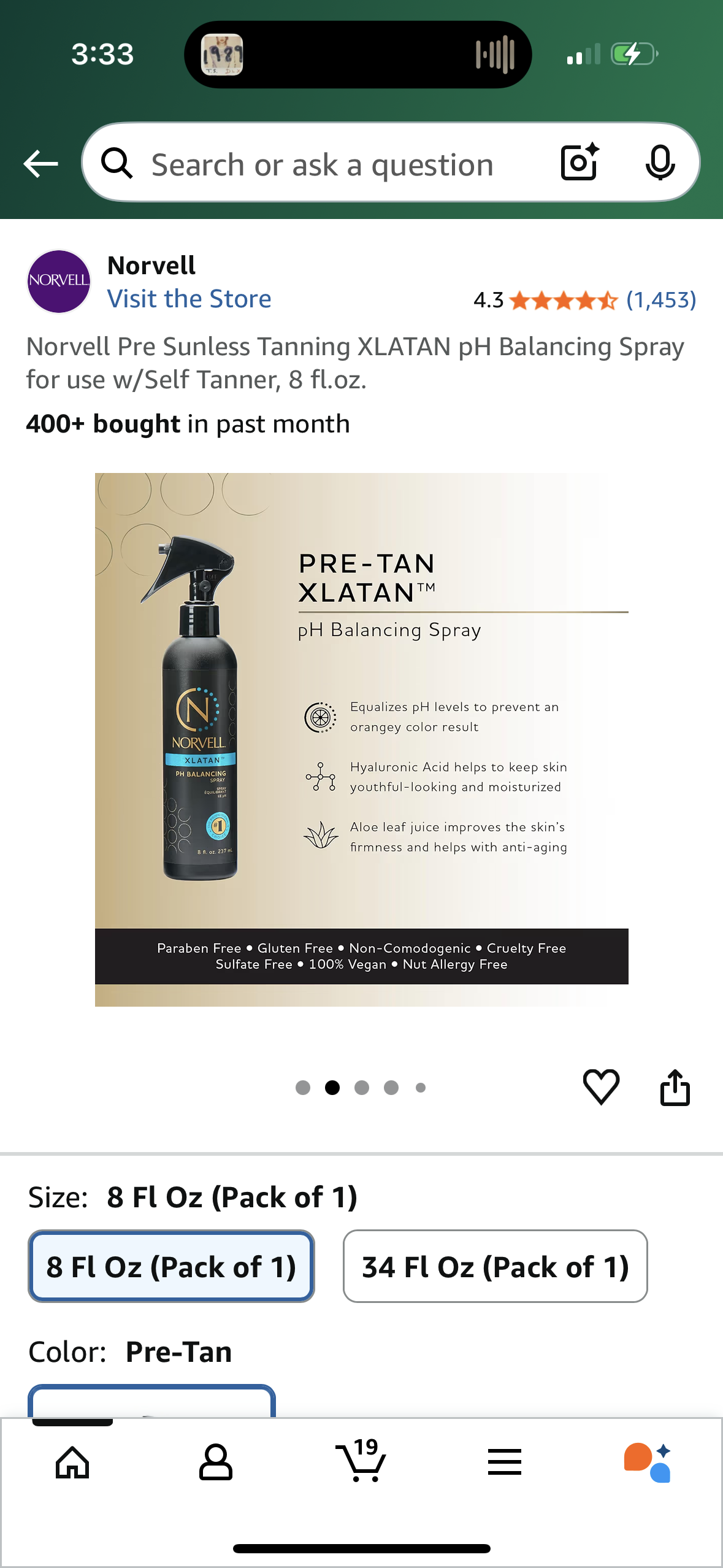 Norvell Pre Sunless Tanning XLATAN pH Balancing Spray for use w/Self Tanner, 8 fl.oz.