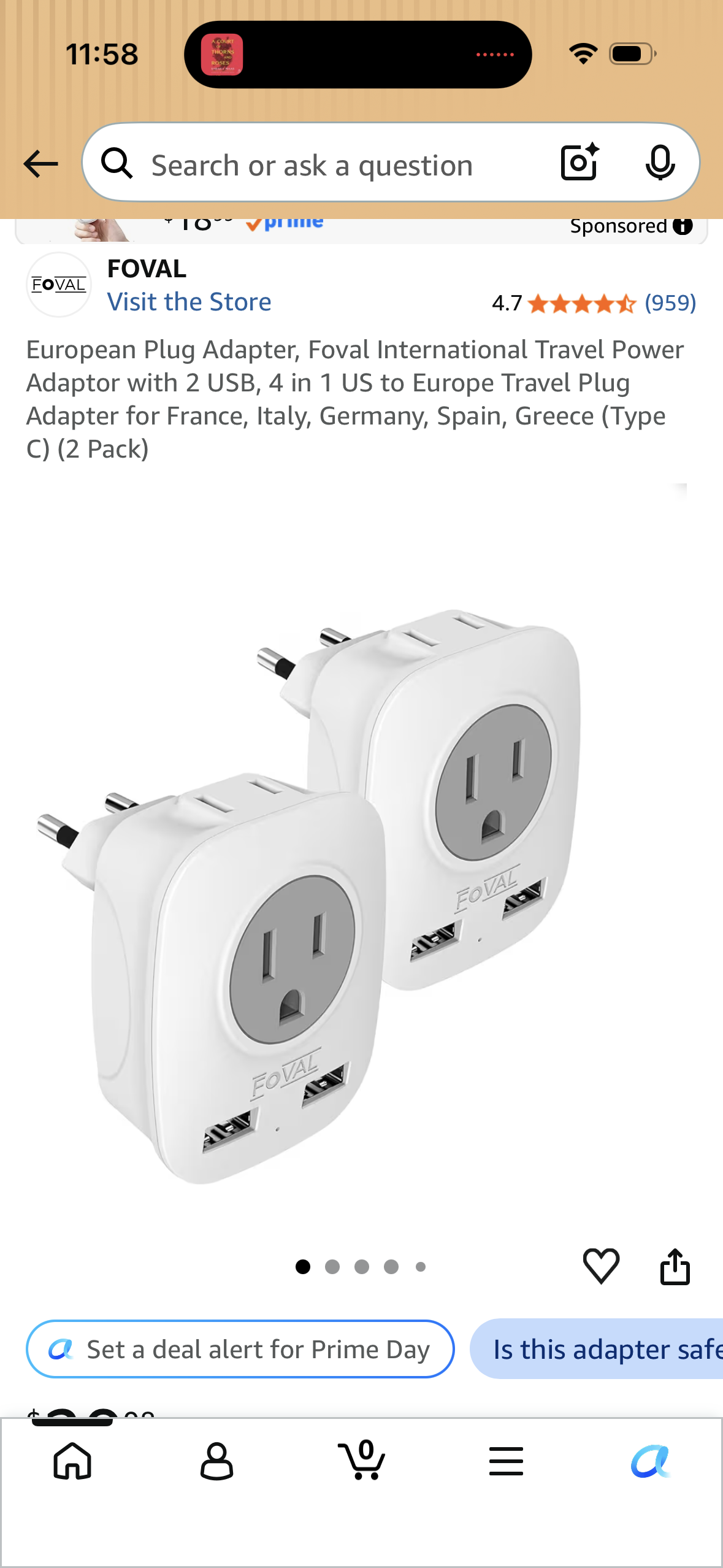 European Plug Adapter, Foval International Travel Power Adaptor with 2 USB, 4 in 1 US to Europe Travel Plug Adapter for France, Italy, Germany, Spain, Greece (Type C) (2 Pack)