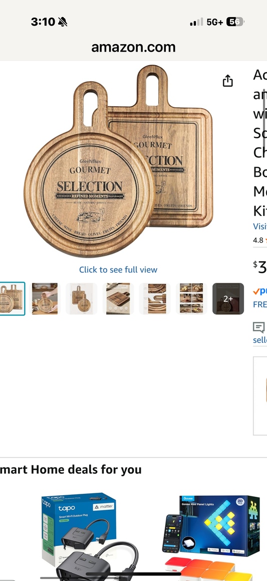 Acacia Cheese Board and Cutting Board Set with Groove, Round & Square Wooden Charcuterie Serving Boards for Cheese, Meat, Bread, Fruit – Kitchen & Gift Set