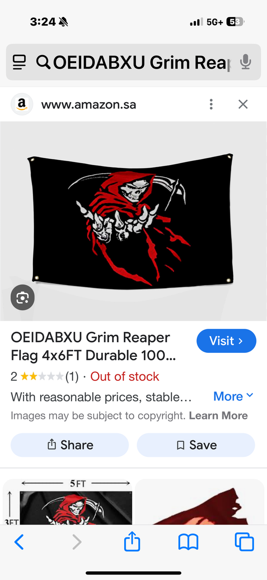 OEIDABXU Grim Reaper Flag 5x8FT Durable 100D Polyester Fabric Screen Printed With 2 Rows Stitched and 4 Rust Proof Buttonhole Funny Man Cave Frat Wall Decor For Indoor & Outdoor Decorations (5x8FT)