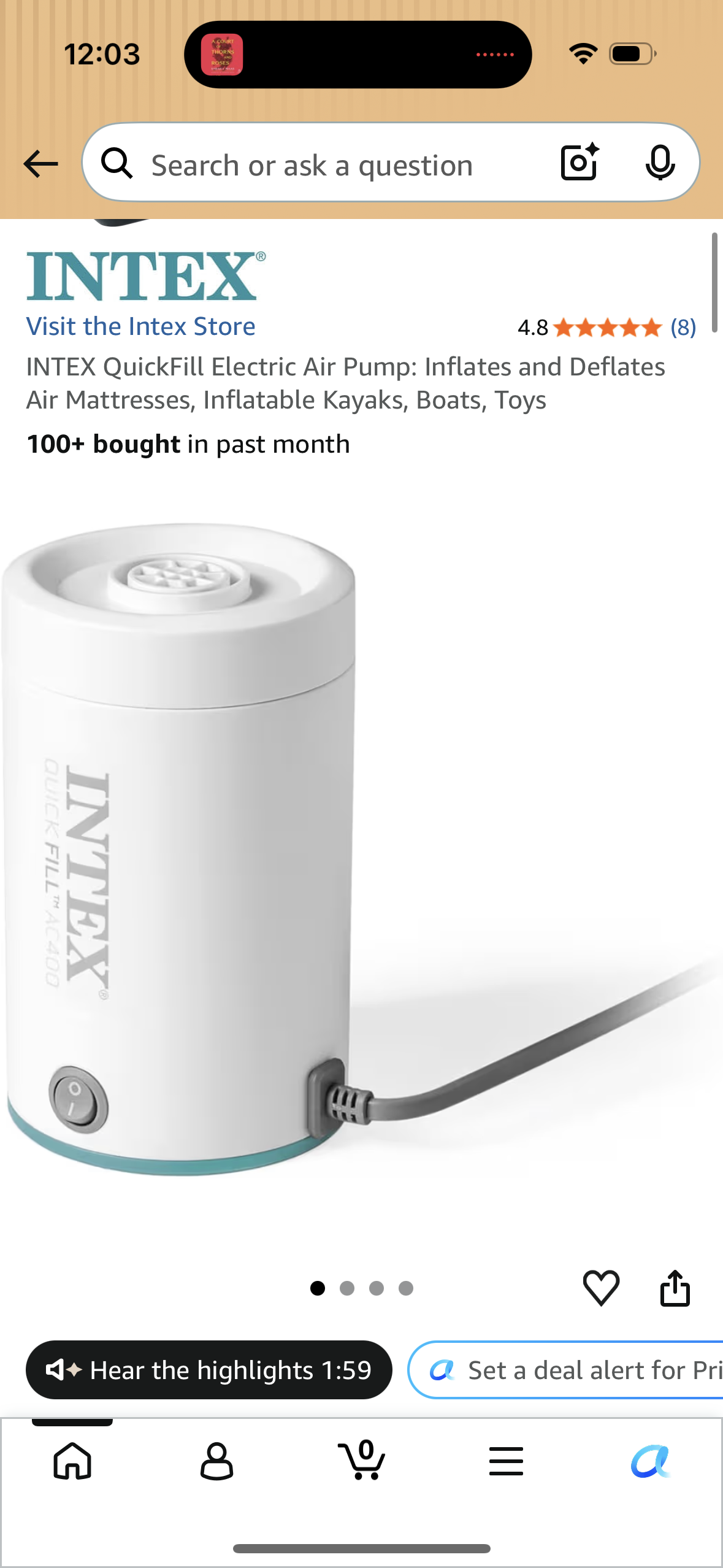 INTEX QuickFill Electric Air Pump: Inflates and Deflates Air Mattresses, Inflatable Kayaks, Boats, Toys