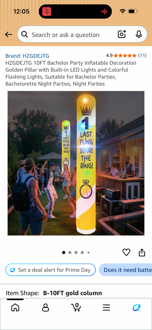 HZGDEJTG 10FT Bachelor Party Inflatable Decoration Golden Pillar with Built-in LED Lights and Colorful Flashing Lights, Suitable for Bachelor Parties, Bachelorette Night Parties, Night Parties