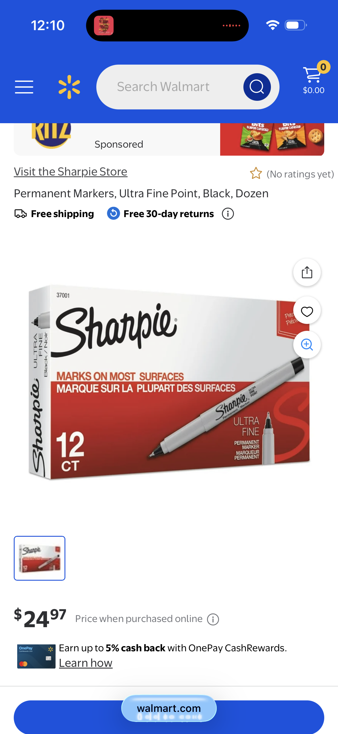 Sharpie Permanent Markers, Ultra Fine Point, Black, Dozen