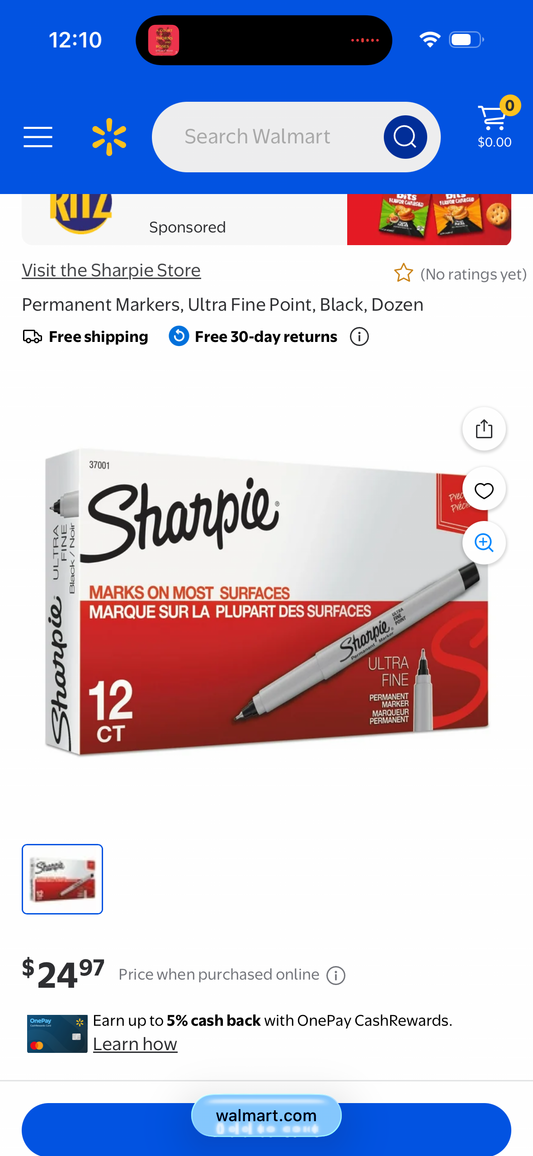 Sharpie Permanent Markers, Ultra Fine Point, Black, Dozen