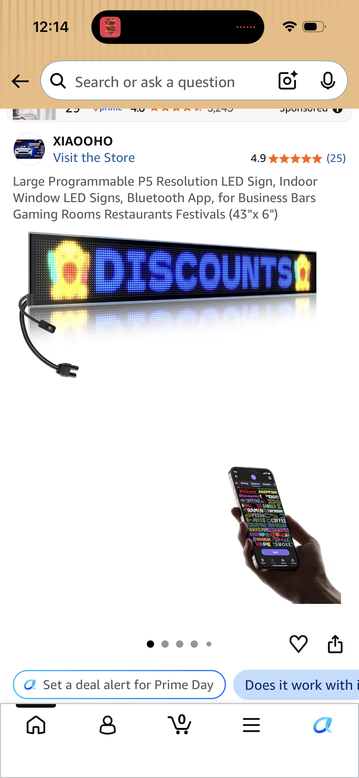 Large Programmable P5 Resolution LED Sign, Indoor Window LED Signs, Bluetooth App, for Business Bars Gaming Rooms Restaurants Festivals (43"x 6")