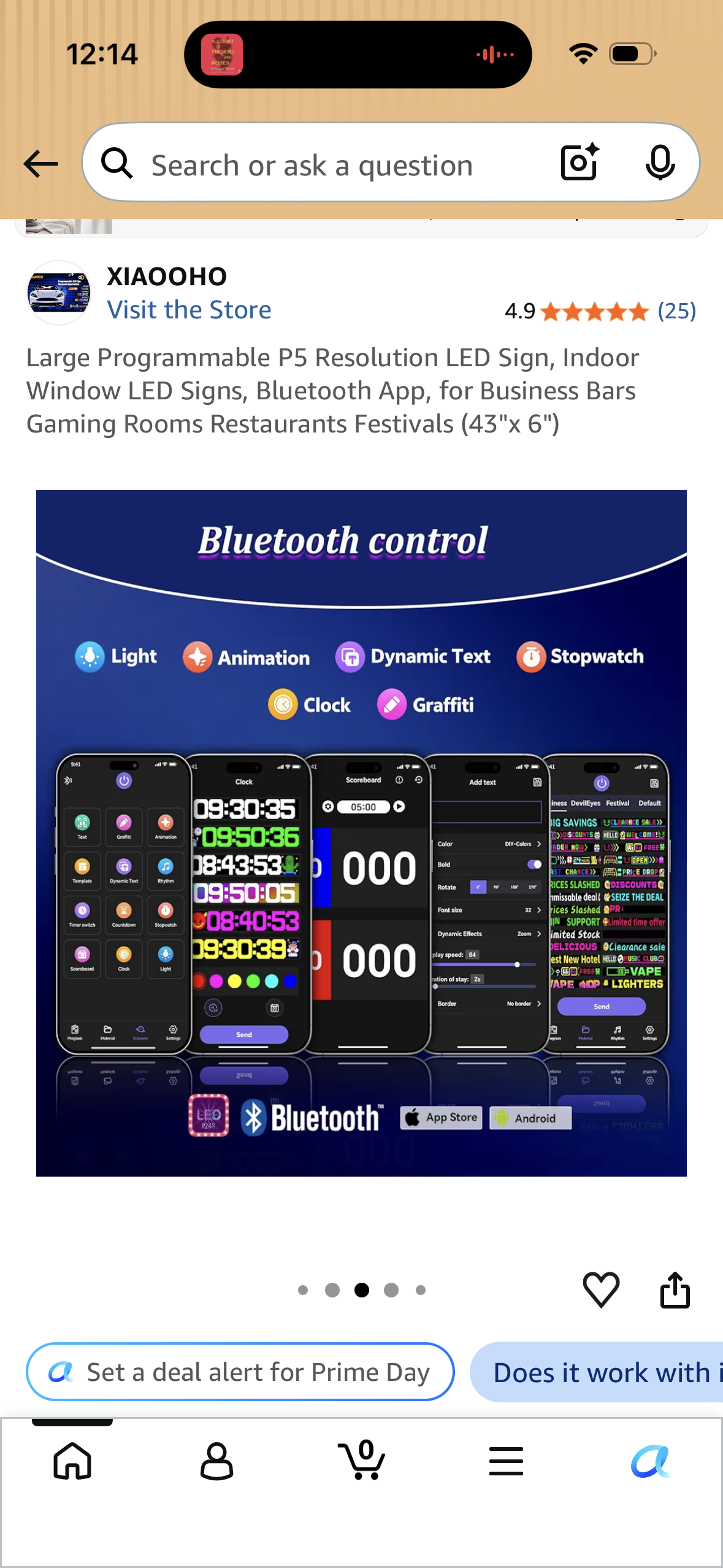 Large Programmable P5 Resolution LED Sign, Indoor Window LED Signs, Bluetooth App, for Business Bars Gaming Rooms Restaurants Festivals (43"x 6")