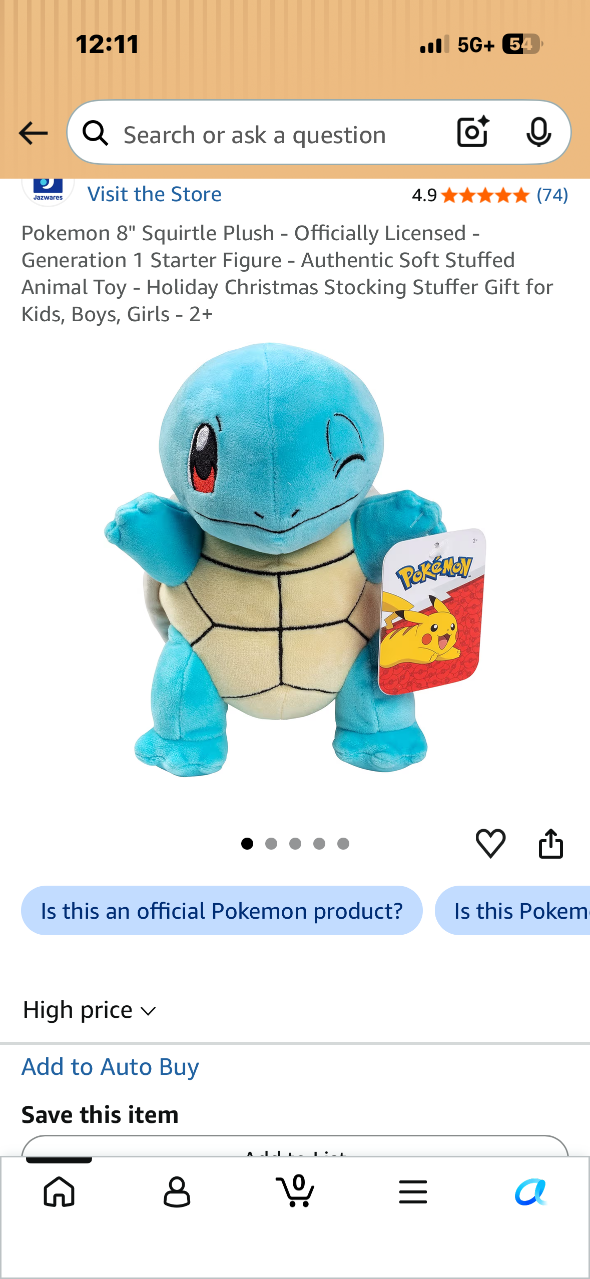 Pokemon 8" Squirtle Plush - Officially Licensed - Generation 1 Starter Figure - Authentic Soft Stuffed Animal Toy