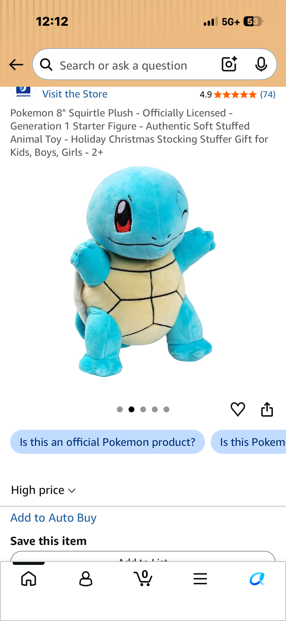 Pokemon 8" Squirtle Plush - Officially Licensed - Generation 1 Starter Figure - Authentic Soft Stuffed Animal Toy