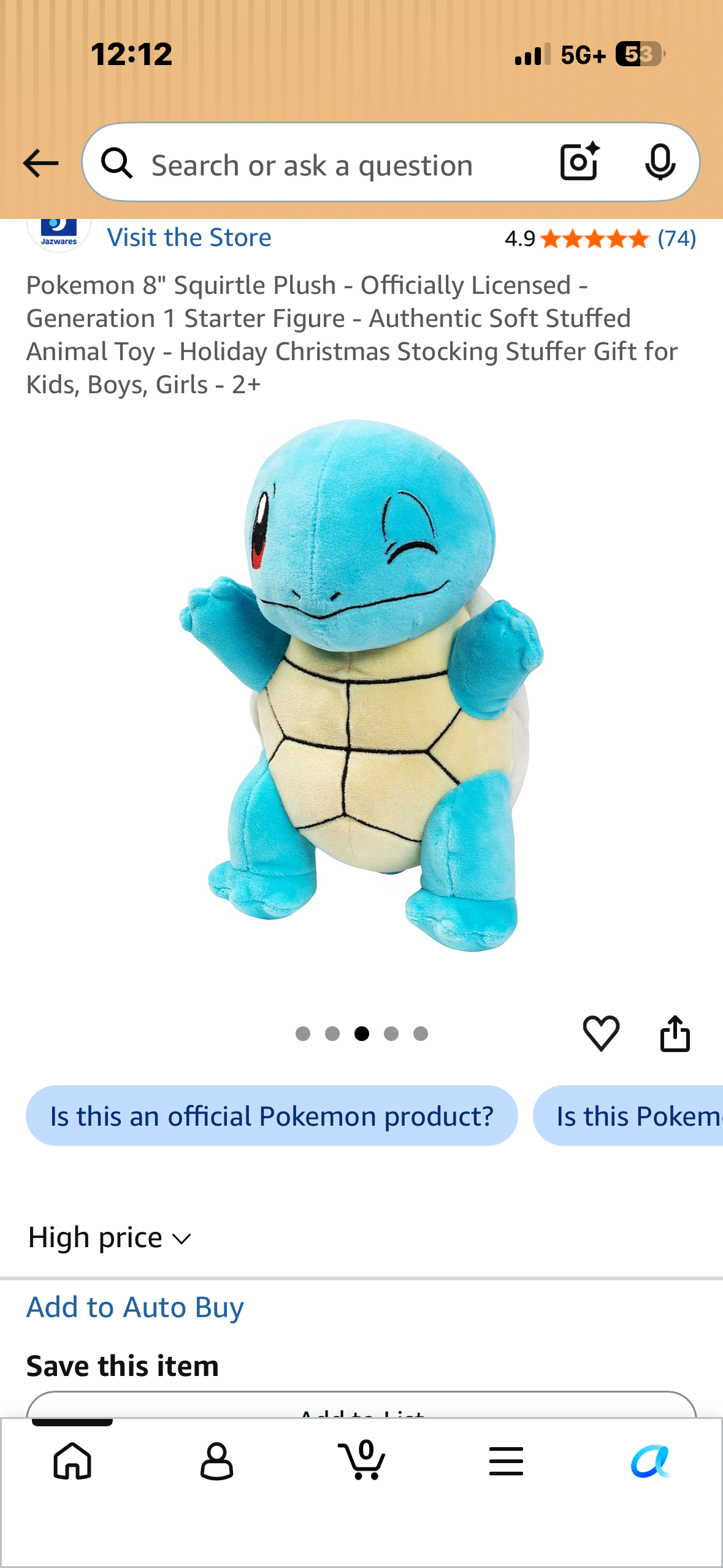 Pokemon 8" Squirtle Plush - Officially Licensed - Generation 1 Starter Figure - Authentic Soft Stuffed Animal Toy