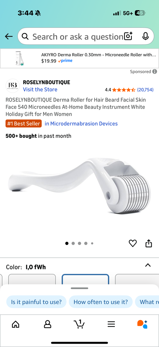 ROSELYNBOUTIQUE Derma Roller for Hair Beard Facial Skin Face 540 Microneedles At-Home Beauty Instrument White Holiday Gift for Men Women