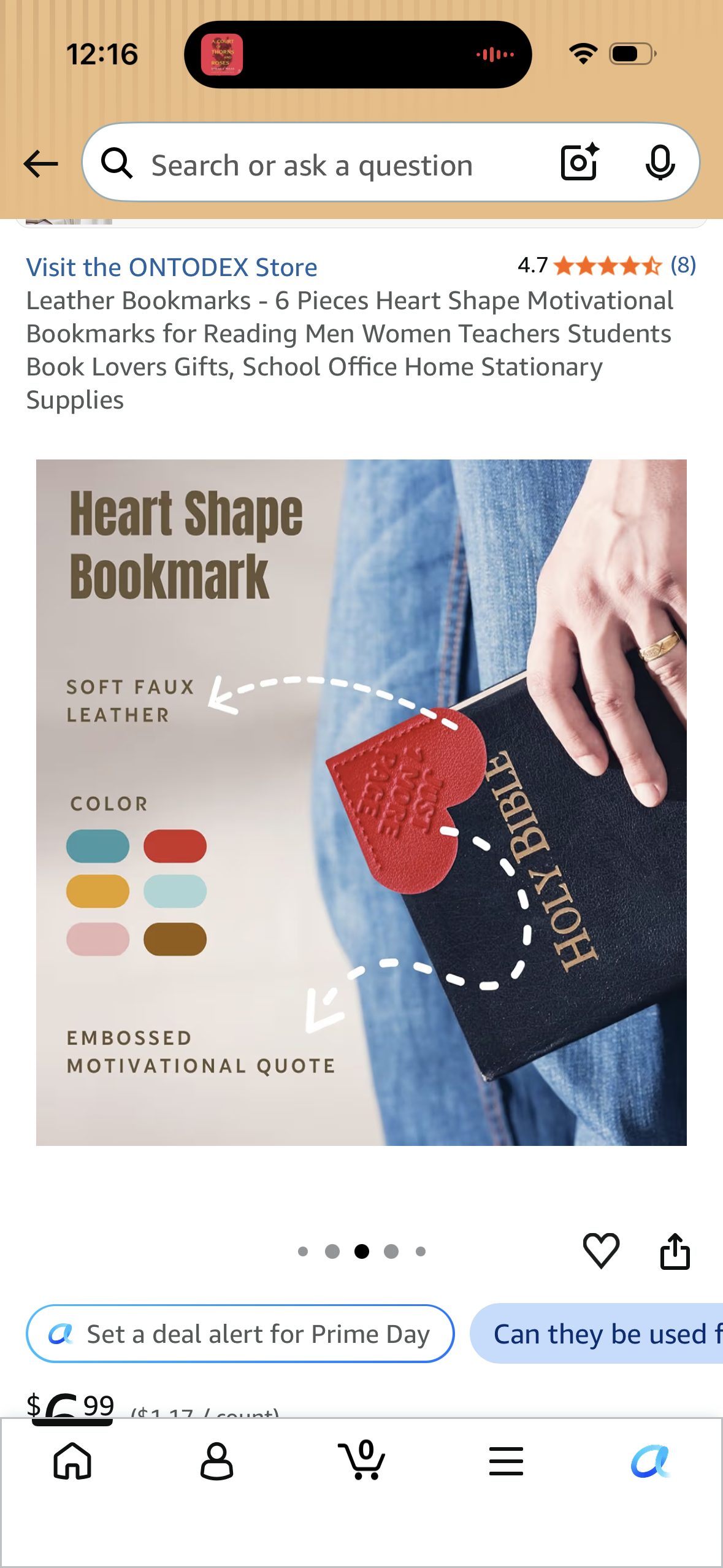 Leather Bookmarks - 6 Pieces Heart Shape Motivational Bookmarks for Reading Men Women Teachers Students Book Lovers Gifts, School Office Home Stationary Supplies