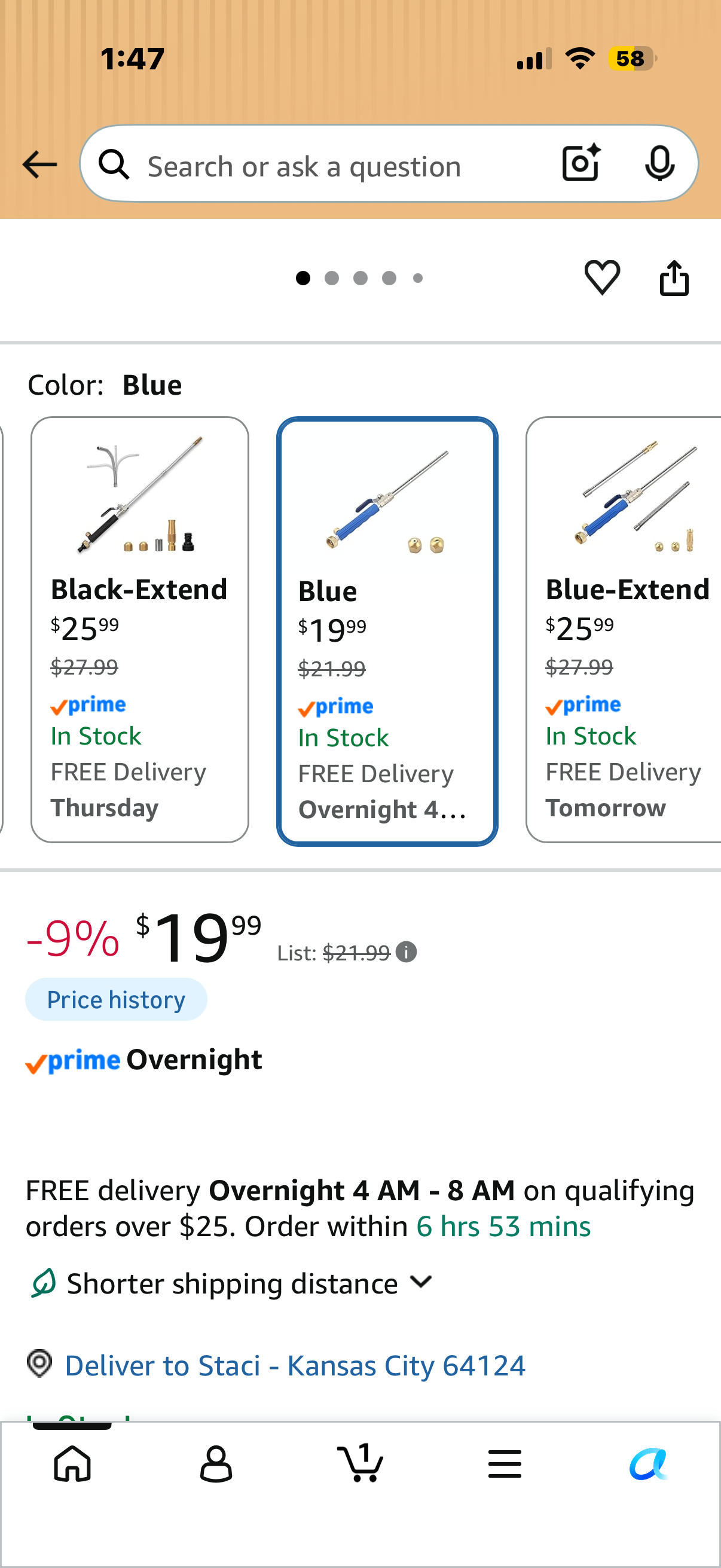 High Pressure Power Washer Attachment Wand, Hydro Jet Water Hose Nozzle,Watering Sprayer Cleaning Tool, Wand Lance for Gutter Patio Car Pet Window Glass Blue
