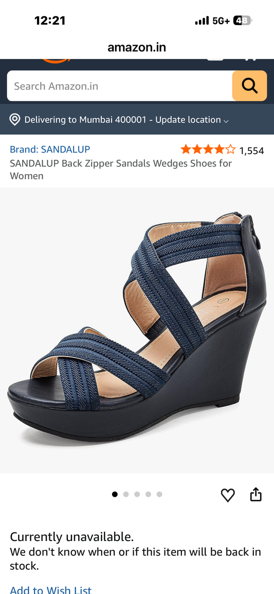 SANDALUP Back Zipper Sandals Wedges Shoes for Women (Size 9)