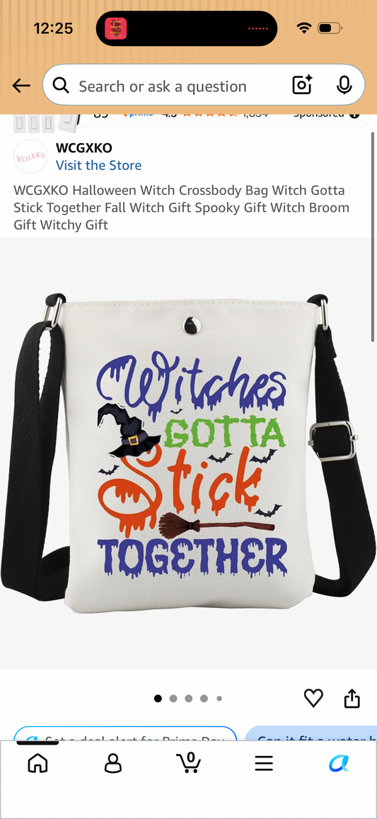 WCGXKO Halloween Witch Crossbody Bag Witch Gotta Stick Together Fall Witch Gift Spooky Gift Witch Broom Gift Witchy Gift