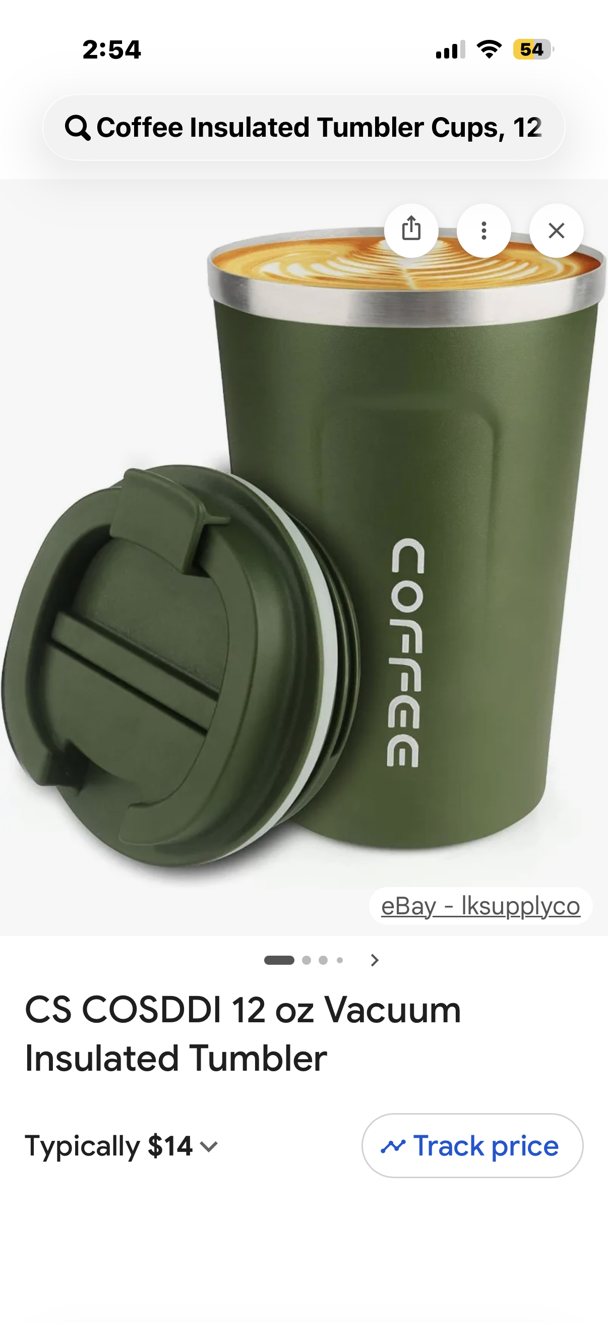Coffee Insulated Tumbler Cups, 12 oz, Black