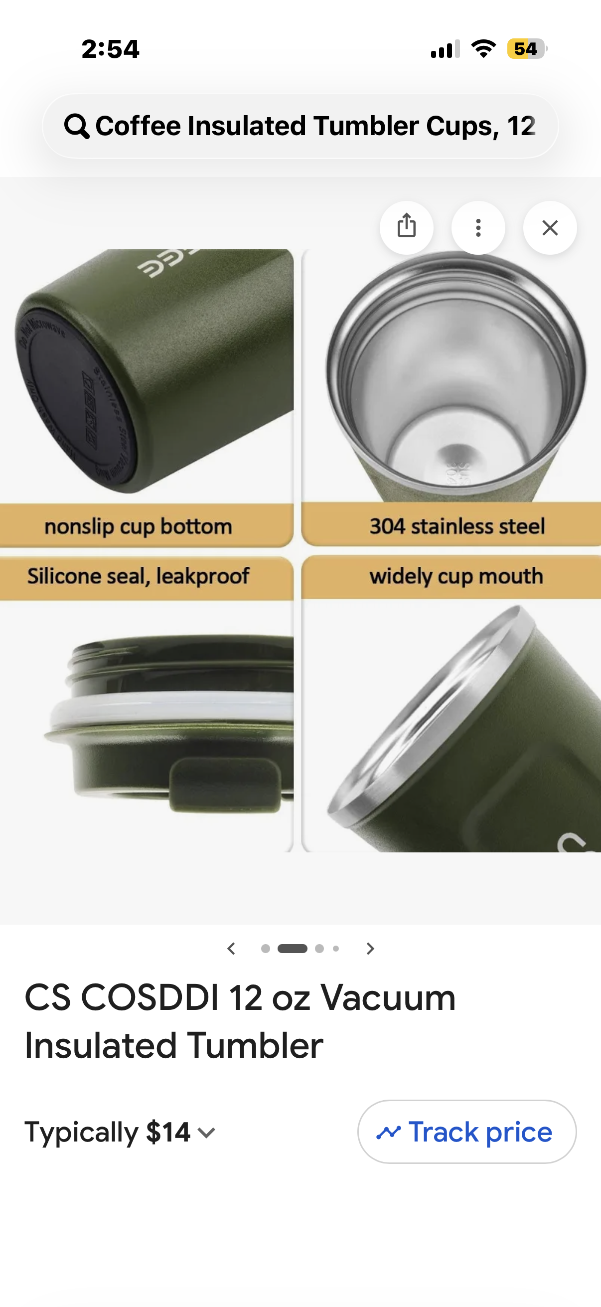 Coffee Insulated Tumbler Cups, 12 oz, Black