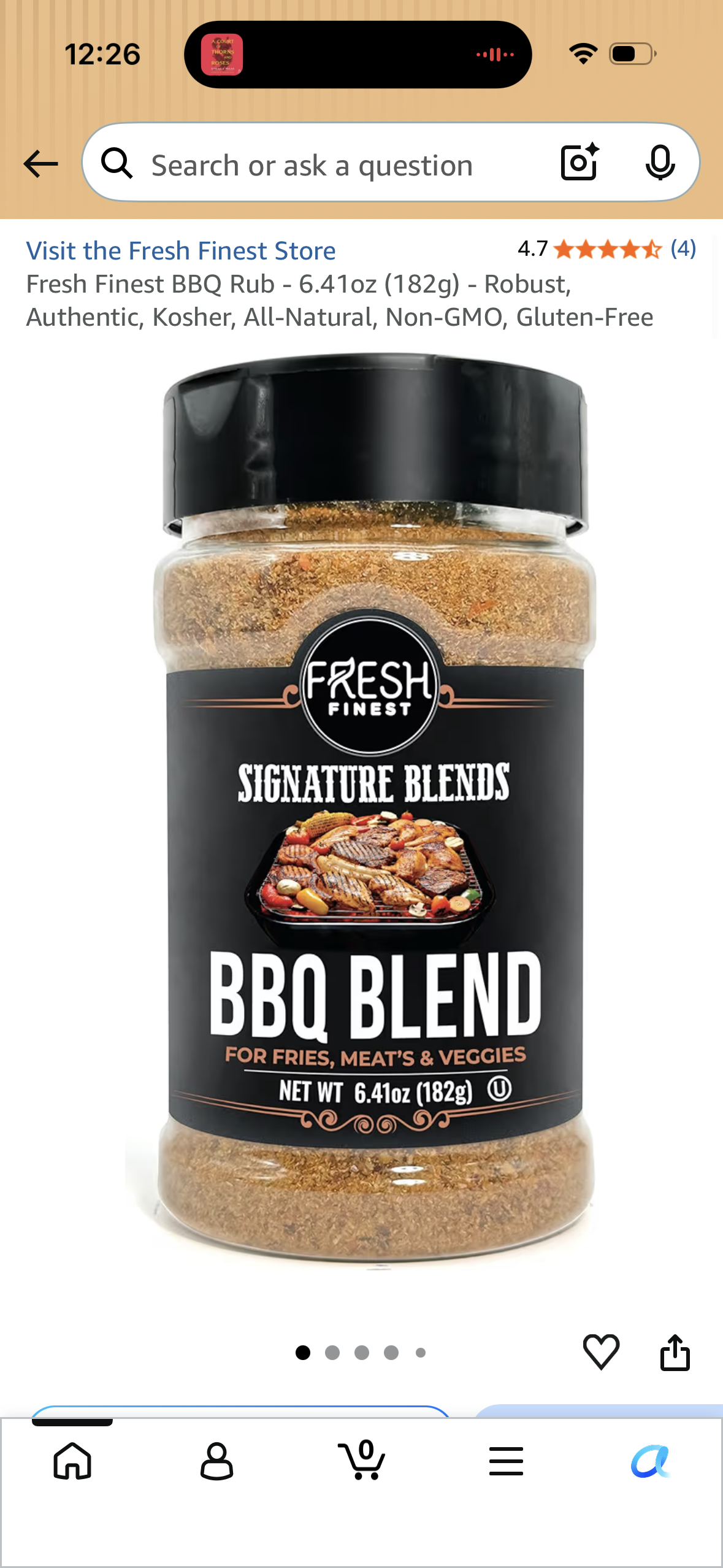 Fresh Finest BBQ Rub - 6.41oz (182g) - Robust, Authentic, Kosher, All-Natural, Non-GMO, Gluten-Free