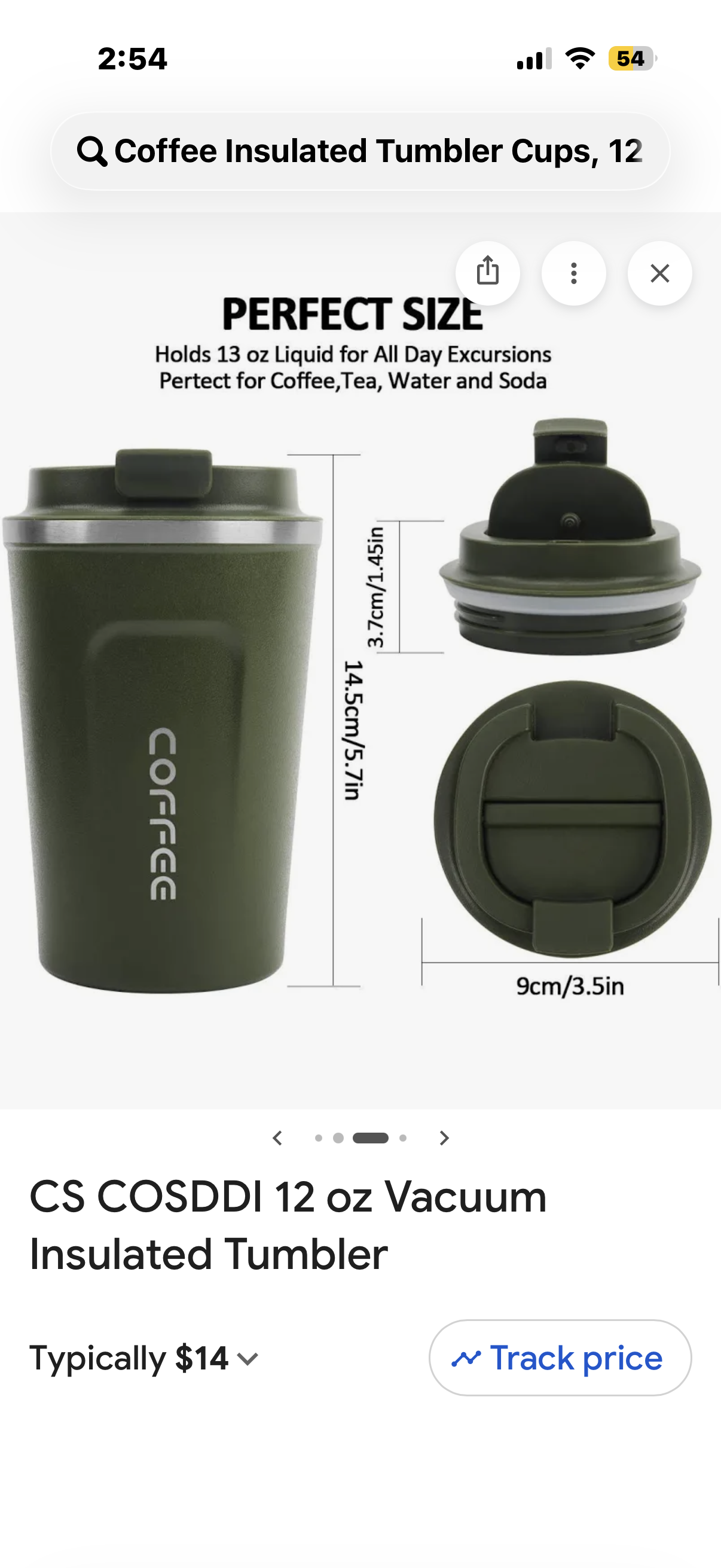 Coffee Insulated Tumbler Cups, 12 oz, Black
