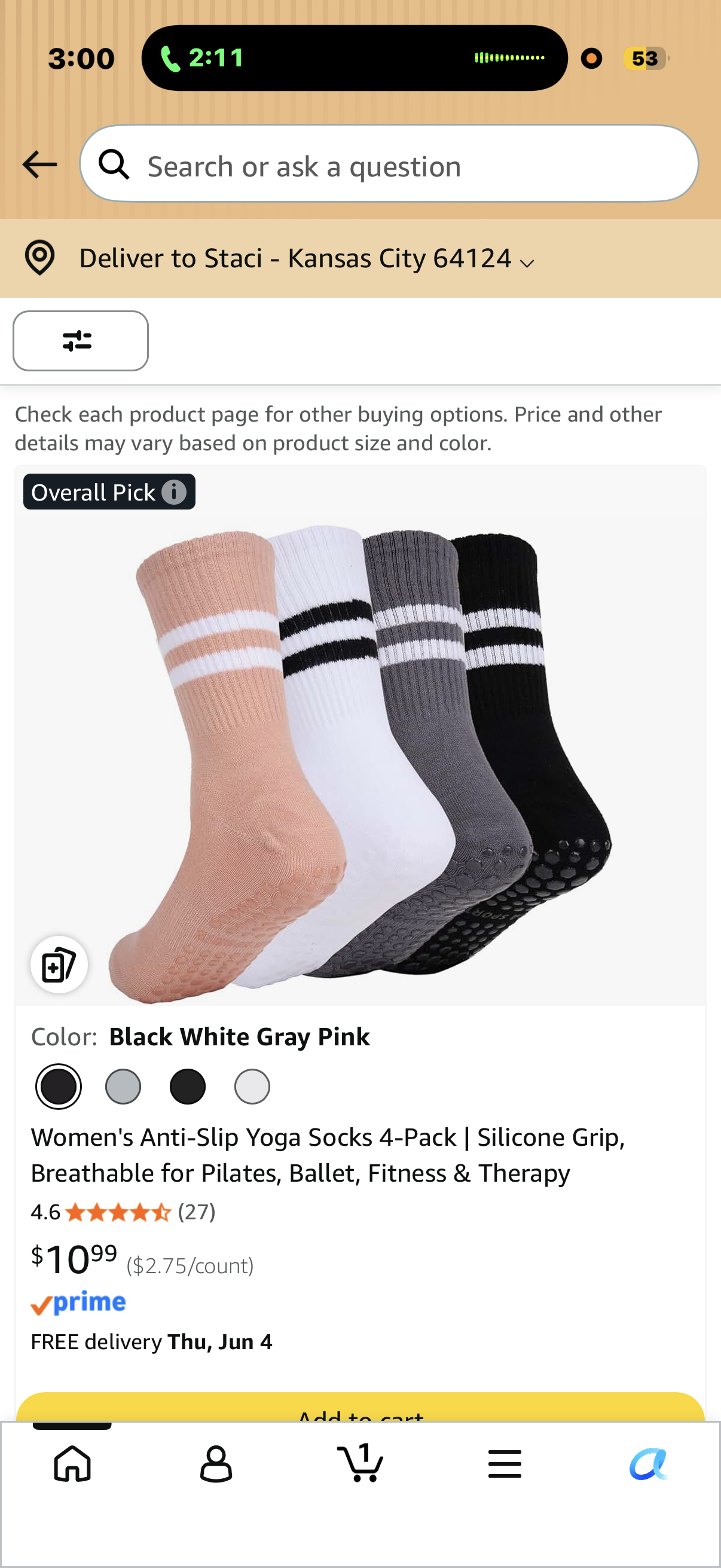 Women's Anti-Slip Yoga Socks 4-Pack | Silicone Grip, Breathable for Pilates, Ballet, Fitness & Therapy