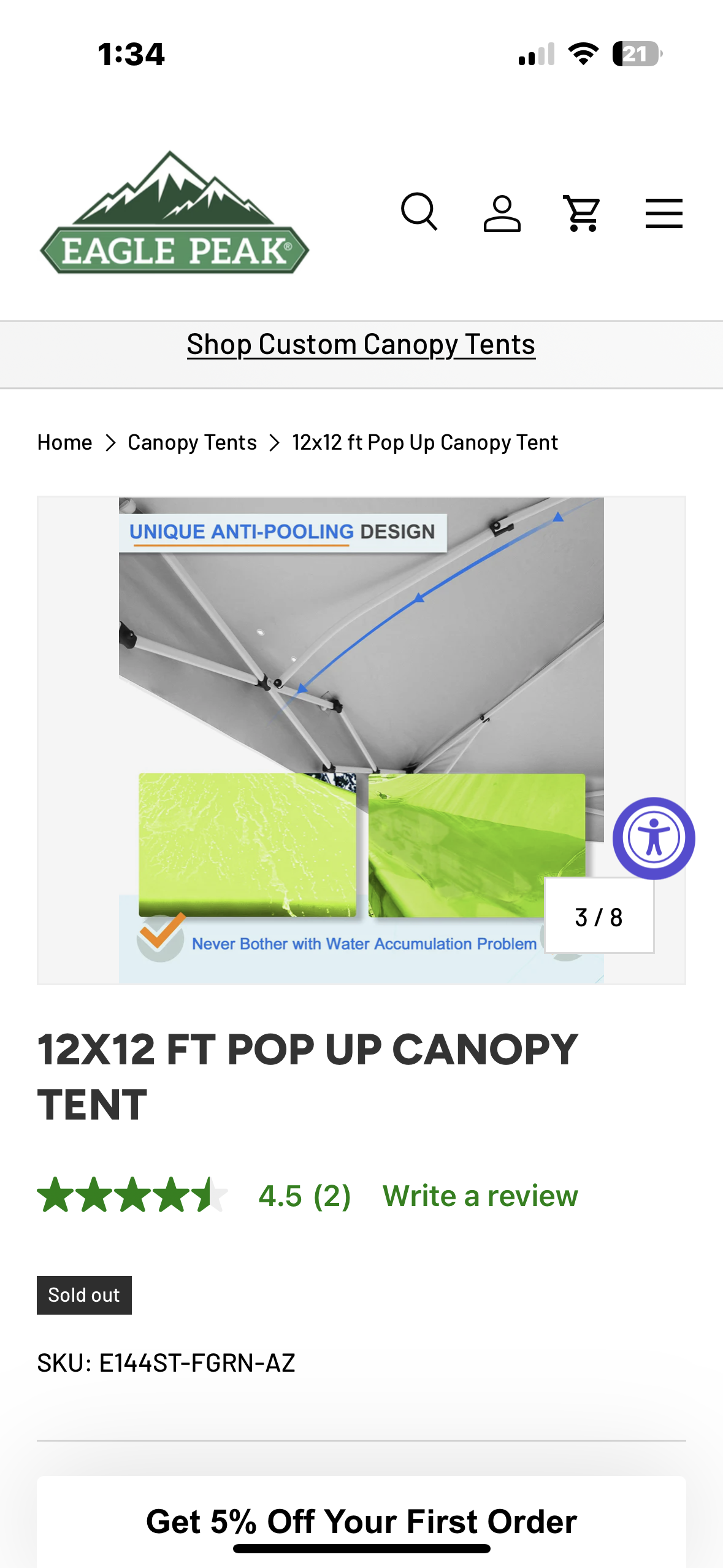EAGLE PEAK Pop Up Canopy Tent with Wheeled Carry Bag, 8 Stakes, 4 Ropes, 4 Weight Bags, Easy Set Up Tent Canopy, 12x12 ft, 144sqft of Shade, Neon Green (W521)