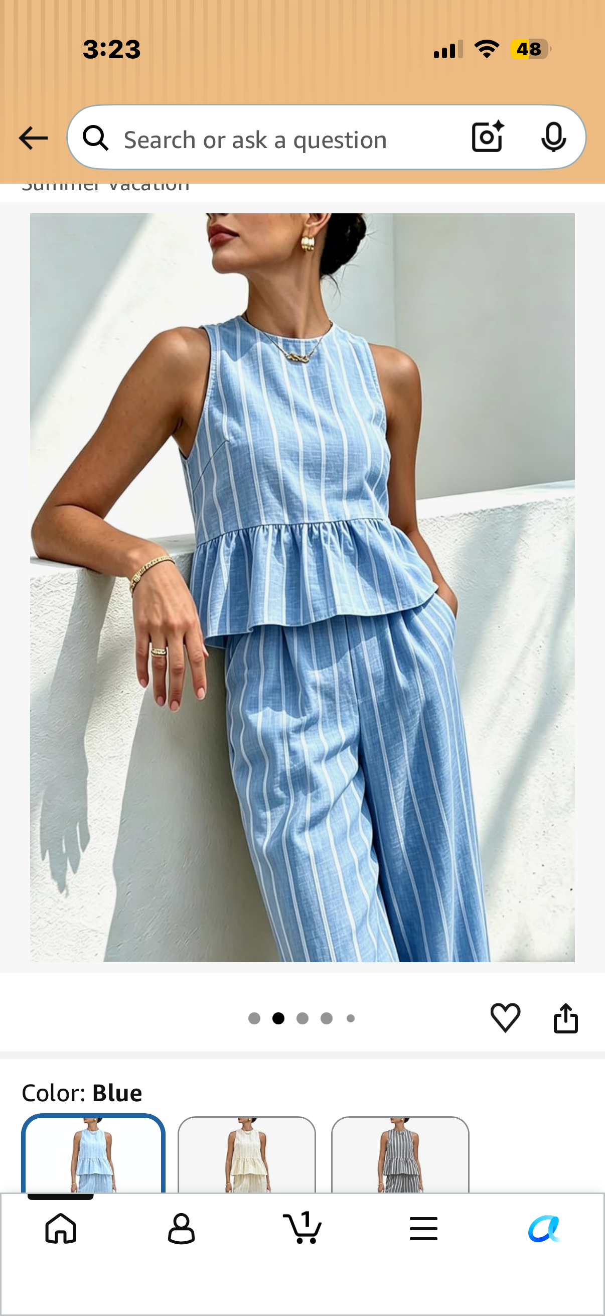 Women 2 Piece Outfits Casual Striped Sleeveless Tank Tops High Waist Wide Leg Pants Lounge Sets Summer Vacation