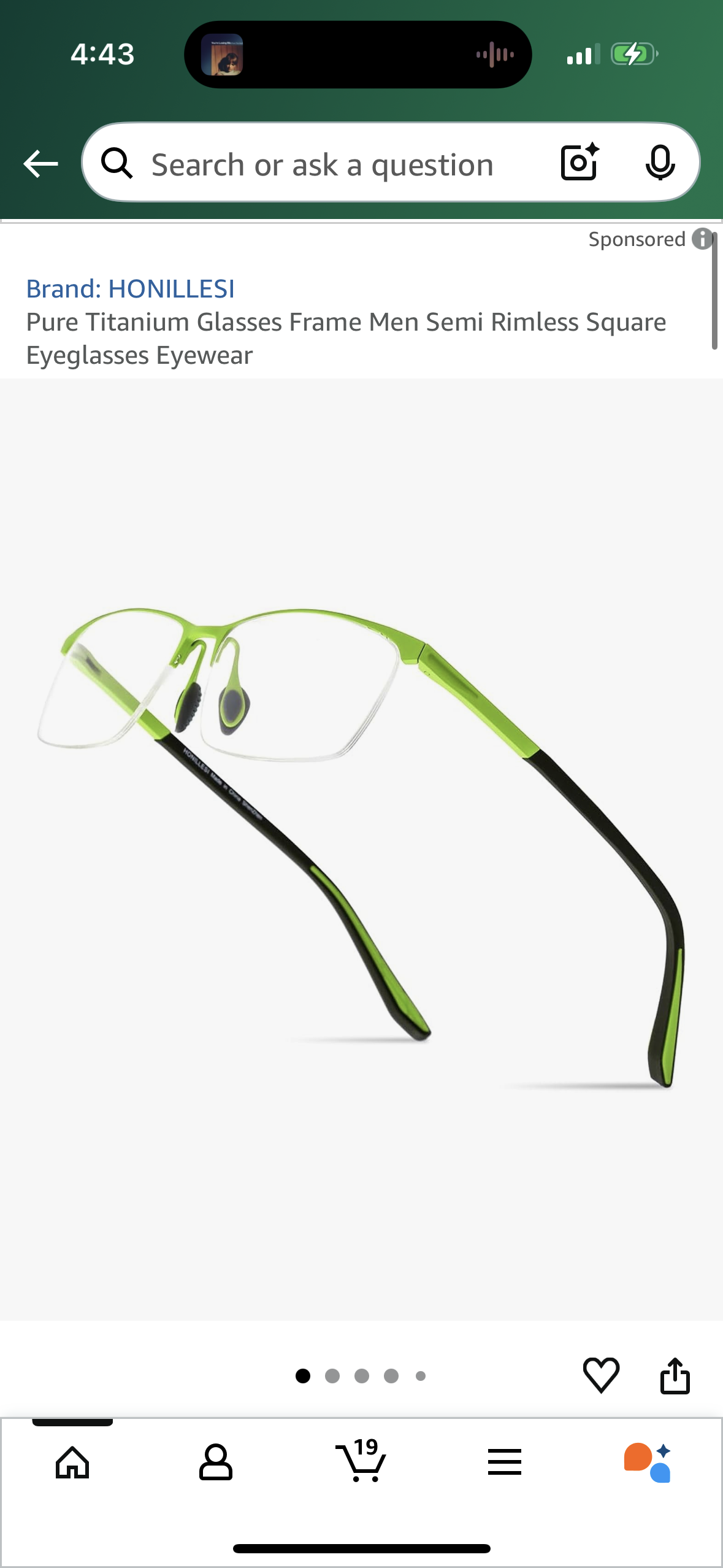 Pure Titanium Glasses Frame Men Semi Rimless Square Eyeglasses Eyewear