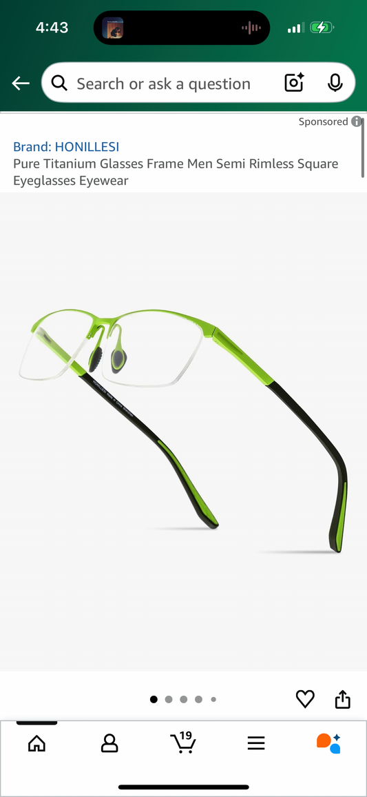 Pure Titanium Glasses Frame Men Semi Rimless Square Eyeglasses Eyewear