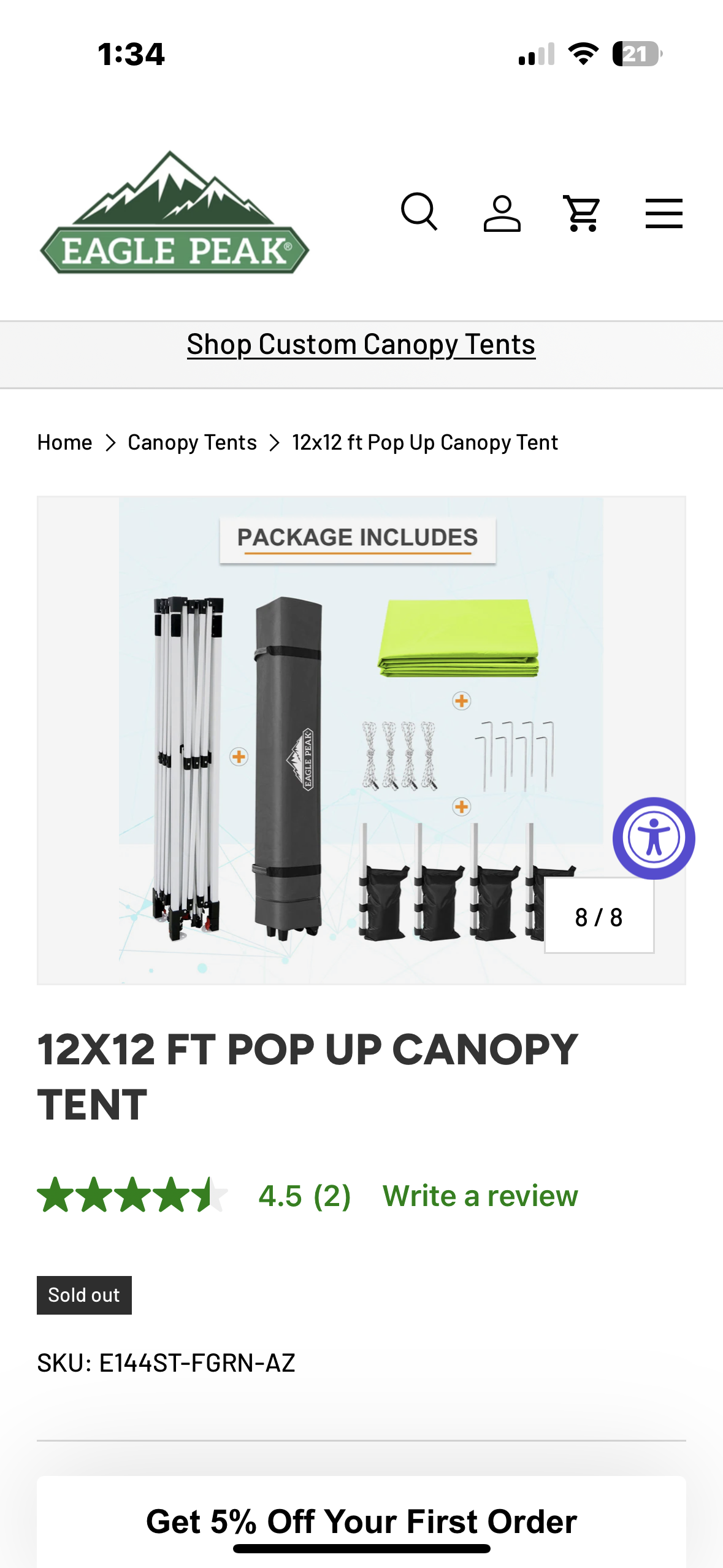 EAGLE PEAK Pop Up Canopy Tent with Wheeled Carry Bag, 8 Stakes, 4 Ropes, 4 Weight Bags, Easy Set Up Tent Canopy, 12x12 ft, 144sqft of Shade, Neon Green (W521)