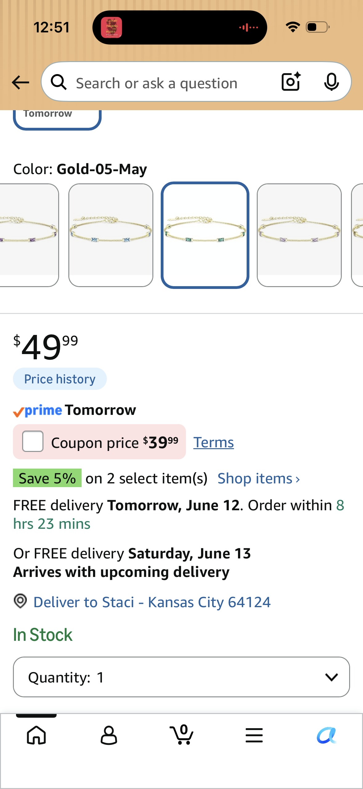 LOUISA SECRET Birthstone Bracelets for Women, 925 Sterling Silver Dainty Simple Womens Charm Link Bracelet, Birthday Anniversary Valentines Christmas Jewelry Gifts for Women Wife Mom Her (May)