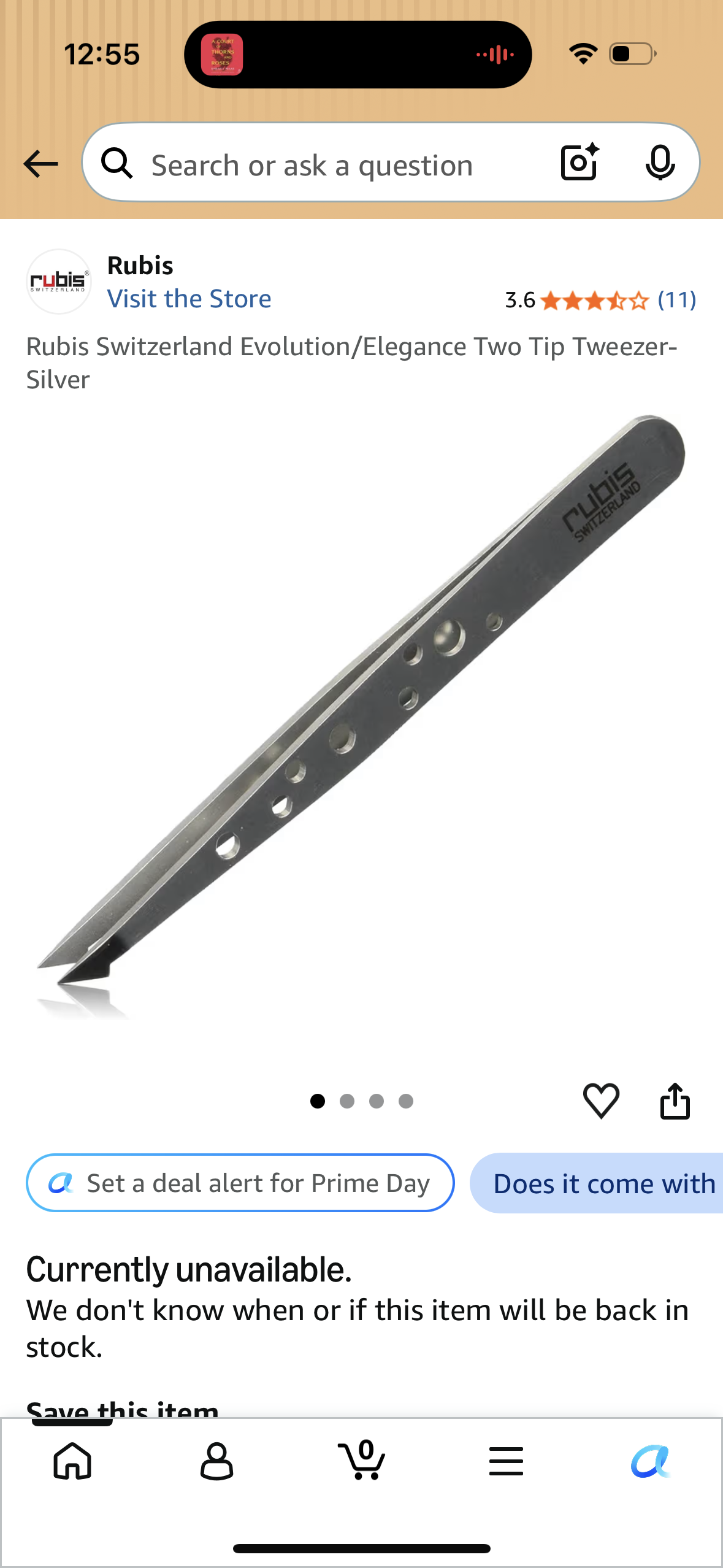 Rubis Switzerland Evolution/Elegance Two Tip Tweezer-Silver