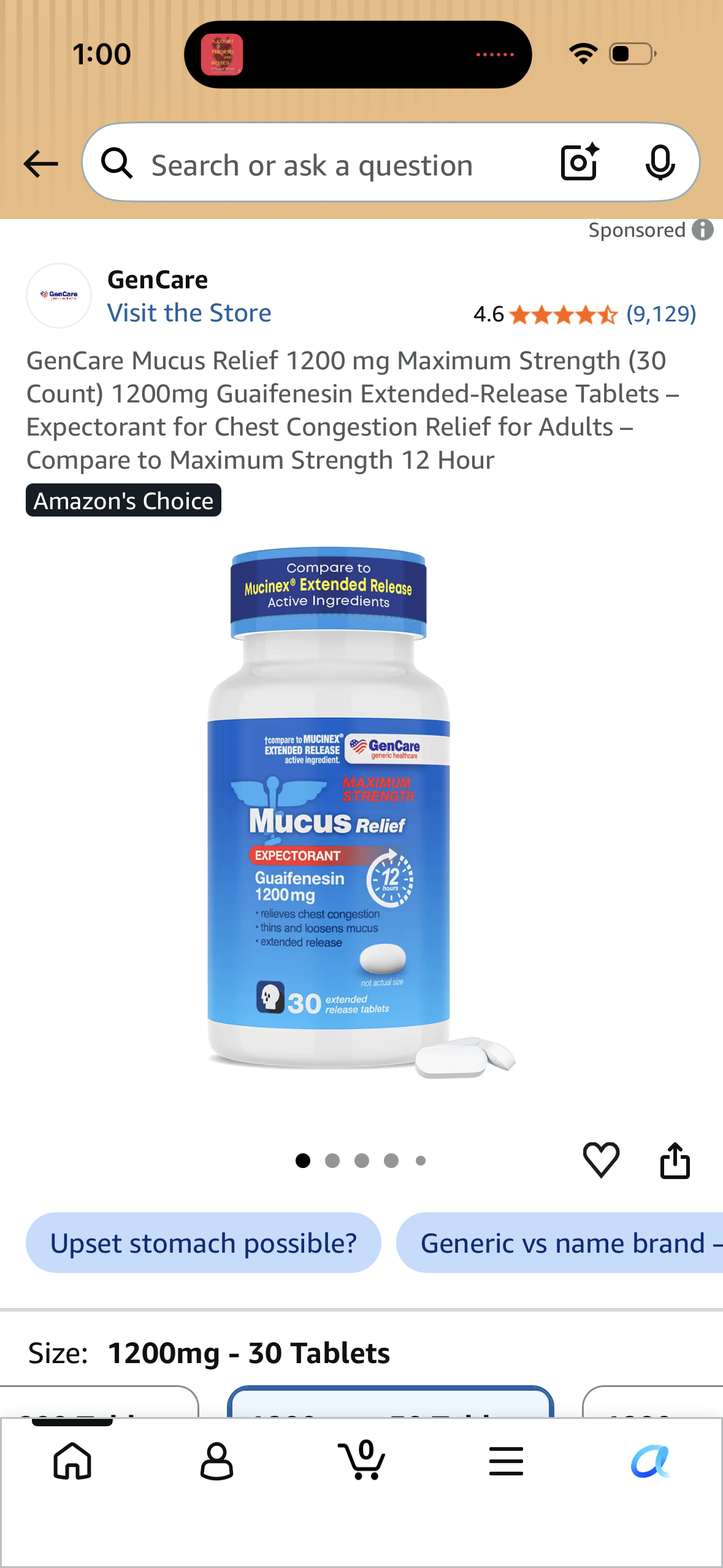 GenCare Mucus Relief 1200 mg Maximum Strength (30 Count) 1200mg Guaifenesin Extended-Release Tablets – Expectorant for Chest Congestion Relief for Adults – Compare to Maximum Strength 12 Hour