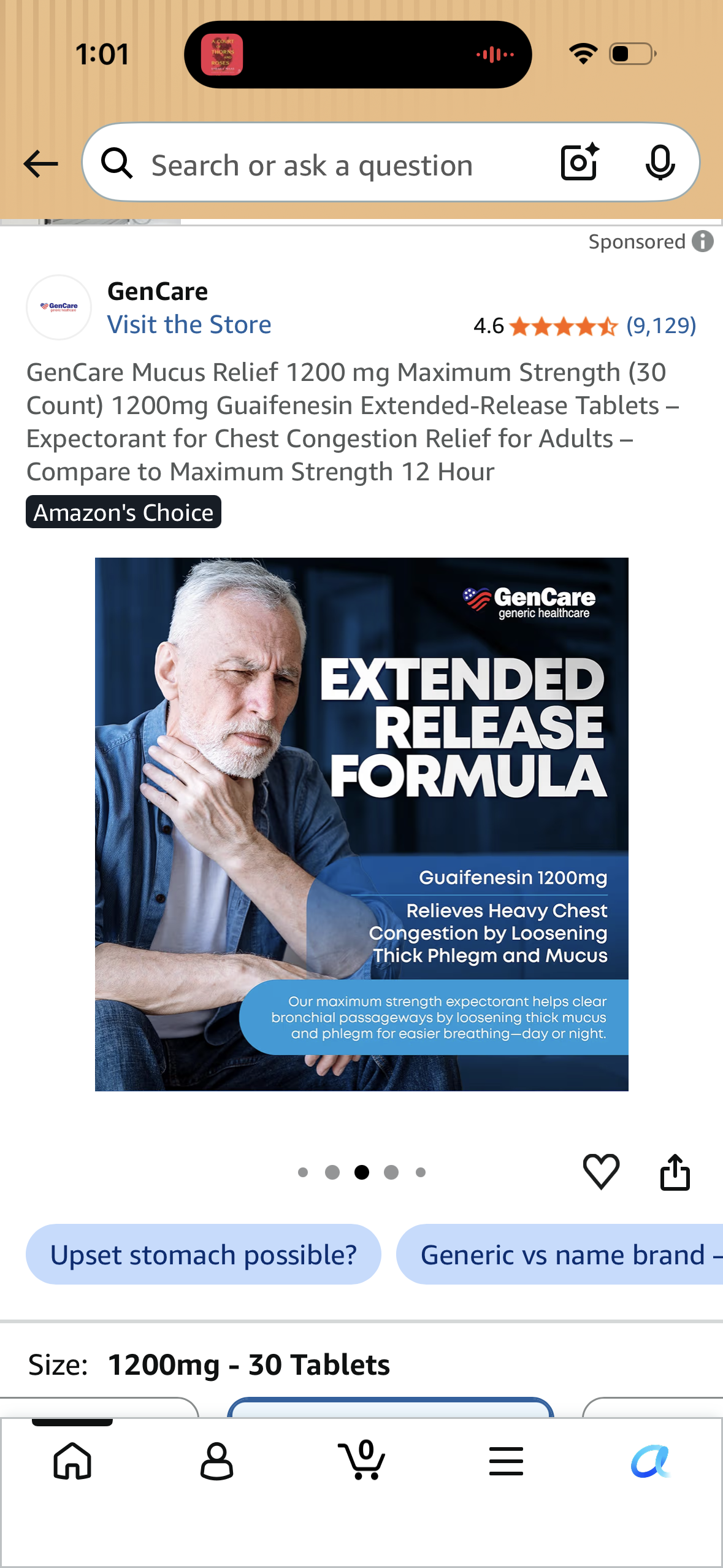 GenCare Mucus Relief 1200 mg Maximum Strength (30 Count) 1200mg Guaifenesin Extended-Release Tablets – Expectorant for Chest Congestion Relief for Adults – Compare to Maximum Strength 12 Hour