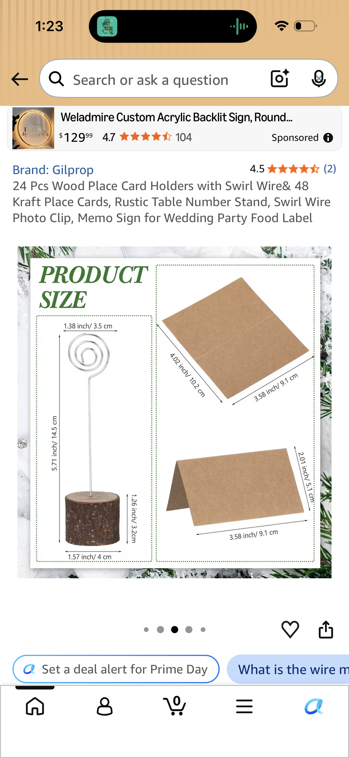 24 Pcs Wood Place Card Holders with Swirl Wire& 48 Kraft Place Cards, Rustic Table Number Stand, Swirl Wire Photo Clip, Memo Sign for Wedding Party Food Label