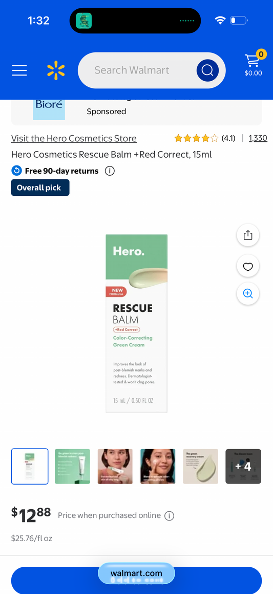Hero Cosmetics Rescue Balm +Red Correct, 15ml