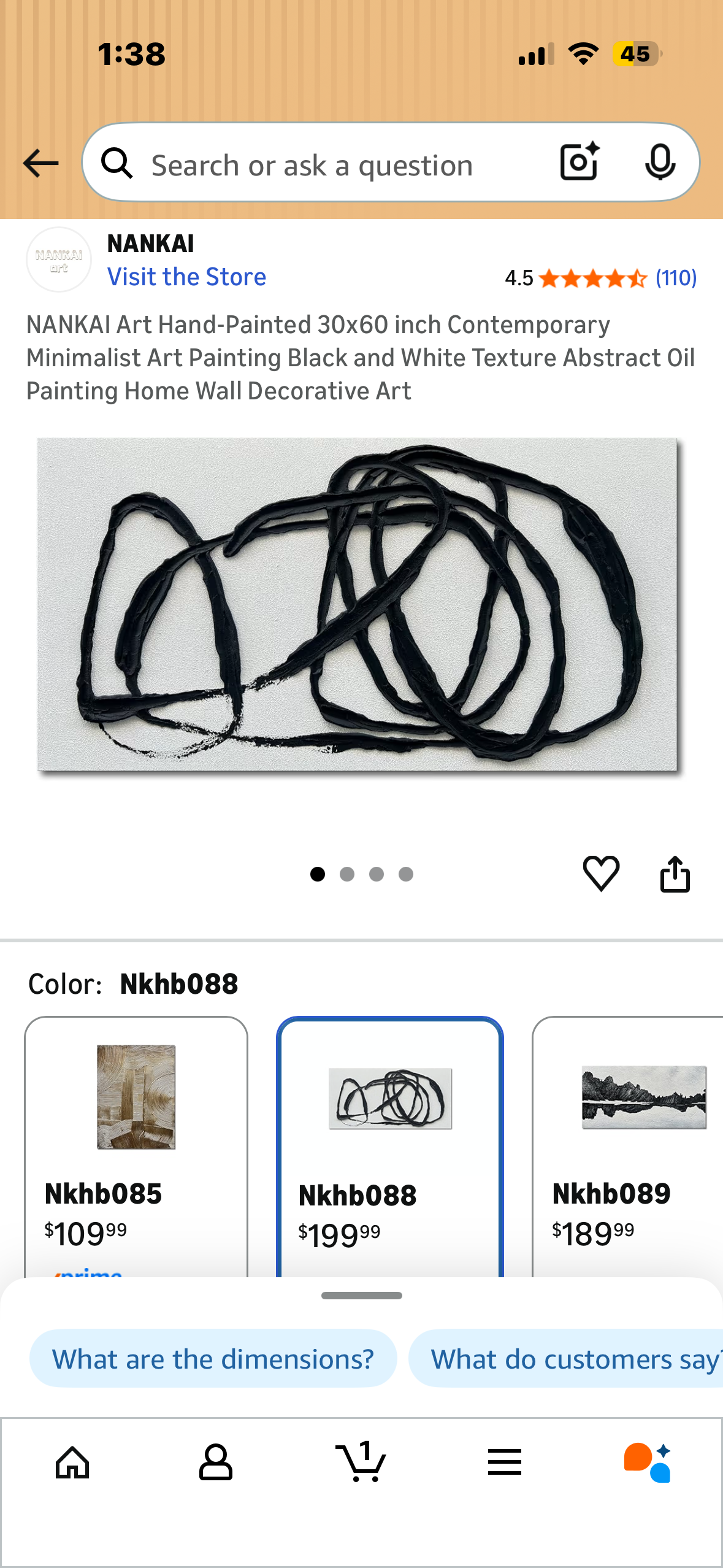 NANKAI Canvas, Hand-Painted 30x60 inch Contemporary
Minimalist Art Painting, Black and White, Textured Abstract Oil
Painting, Home Wall Decorative Art L1142)