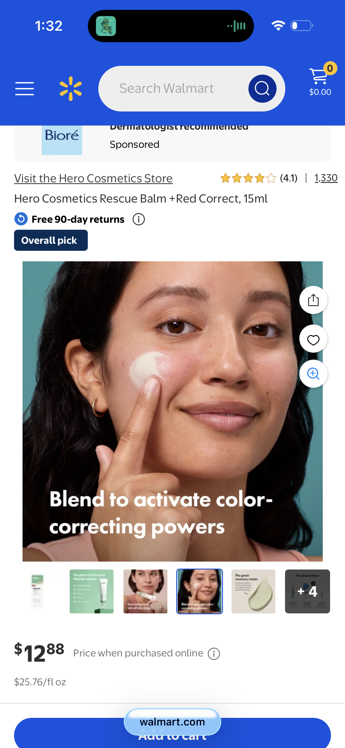 Hero Cosmetics Rescue Balm +Red Correct, 15ml