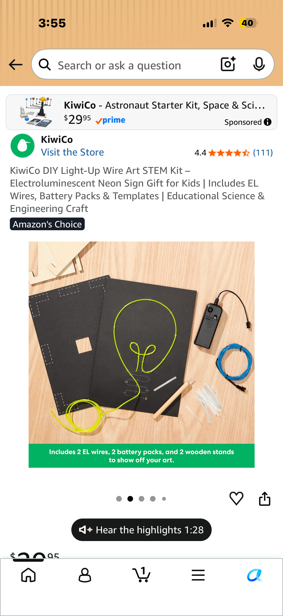 KiwiCo DIY Light-Up Wire Art STEM Kit – Electroluminescent Neon Sign Gift for Kids | Includes EL Wires, Battery Packs & Templates | Educational Science & Engineering Craft
