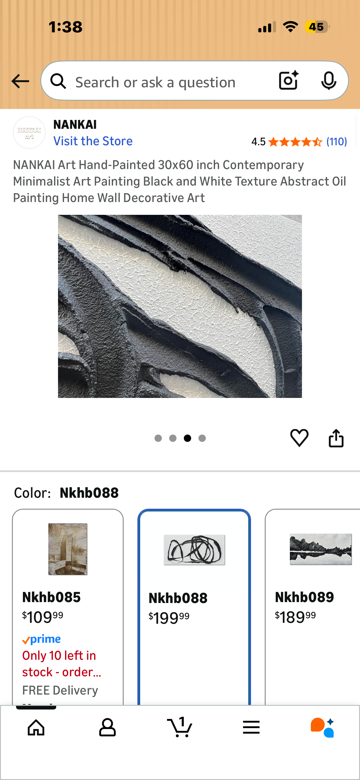 NANKAI Canvas, Hand-Painted 30x60 inch Contemporary
Minimalist Art Painting, Black and White, Textured Abstract Oil
Painting, Home Wall Decorative Art L1142)