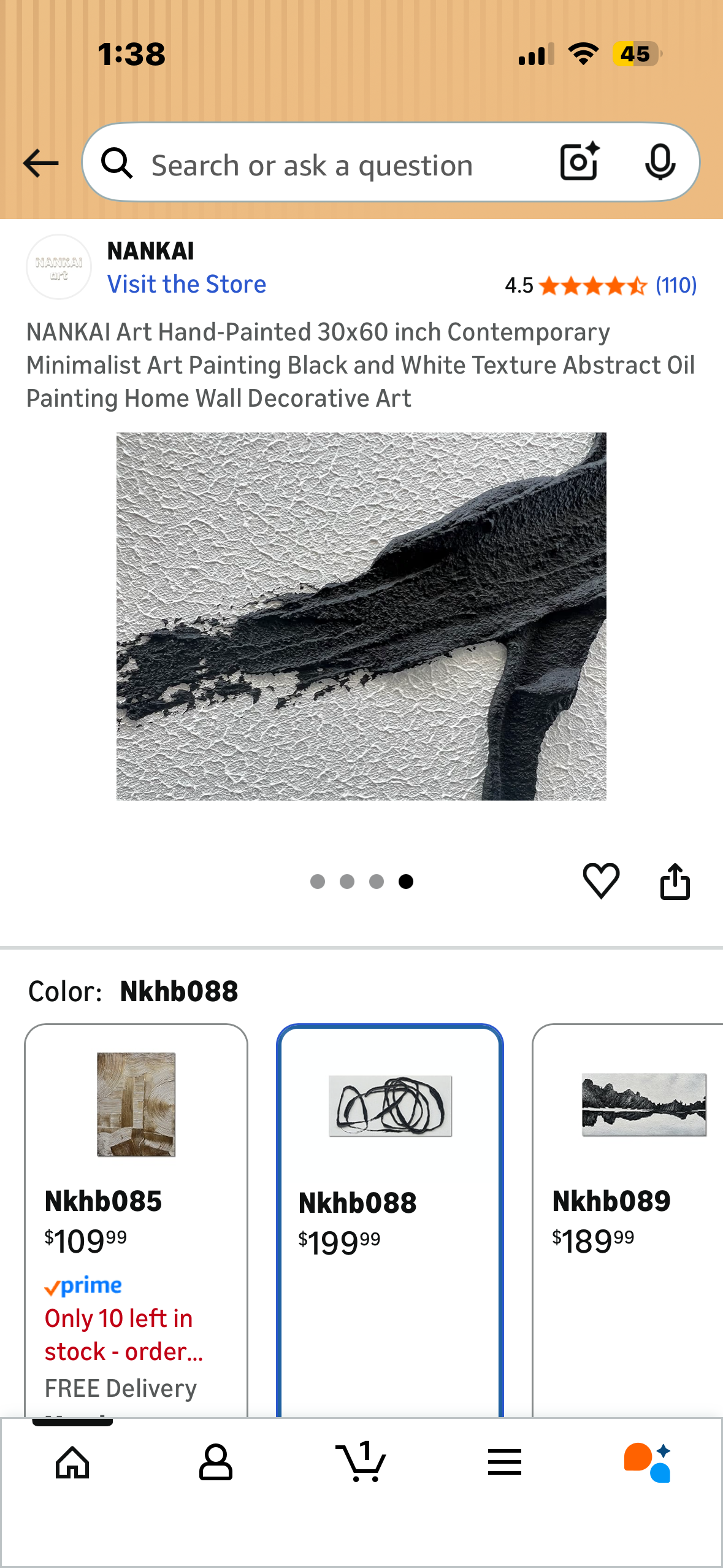 NANKAI Canvas, Hand-Painted 30x60 inch Contemporary
Minimalist Art Painting, Black and White, Textured Abstract Oil
Painting, Home Wall Decorative Art L1142)