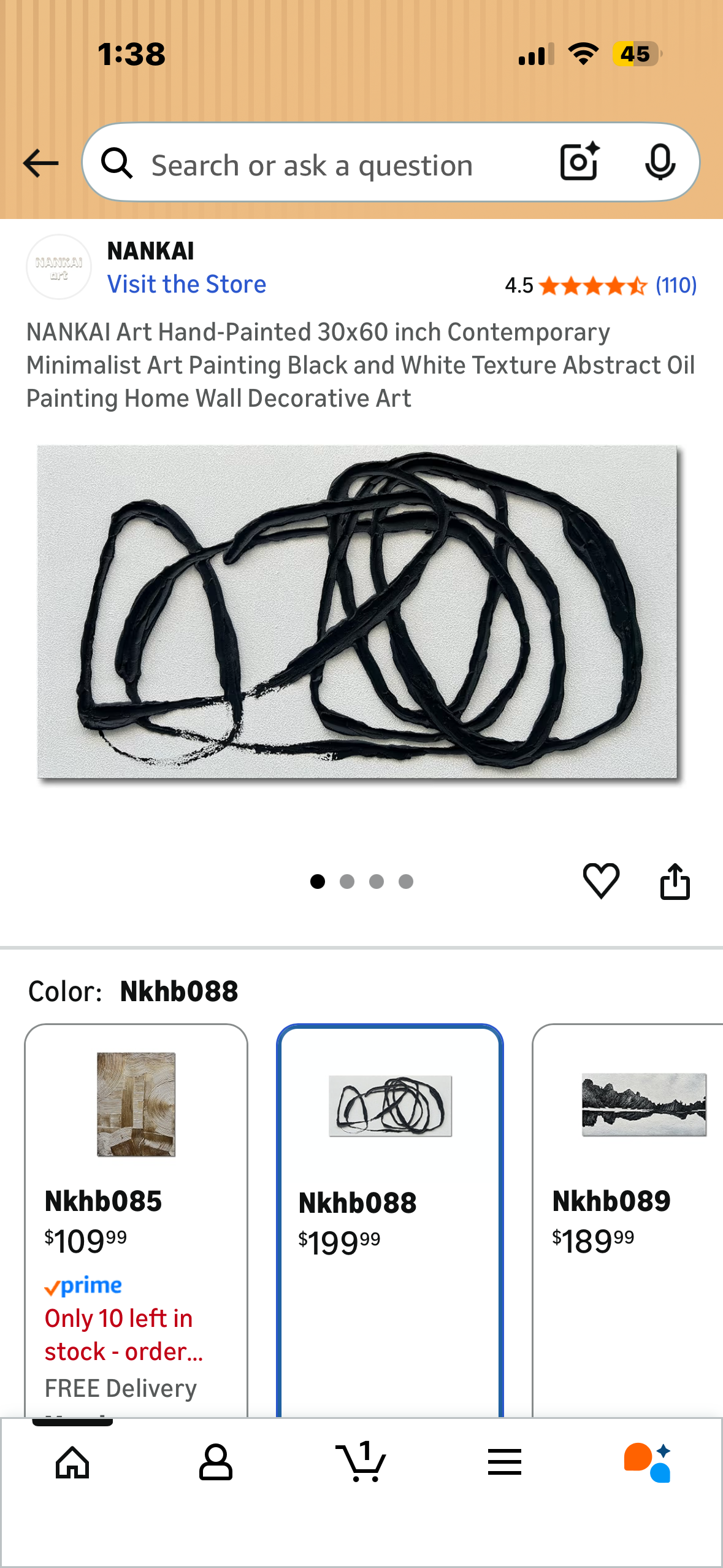 NANKAI Canvas, Hand-Painted 30x60 inch Contemporary
Minimalist Art Painting, Black and White, Textured Abstract Oil
Painting, Home Wall Decorative Art L1142)