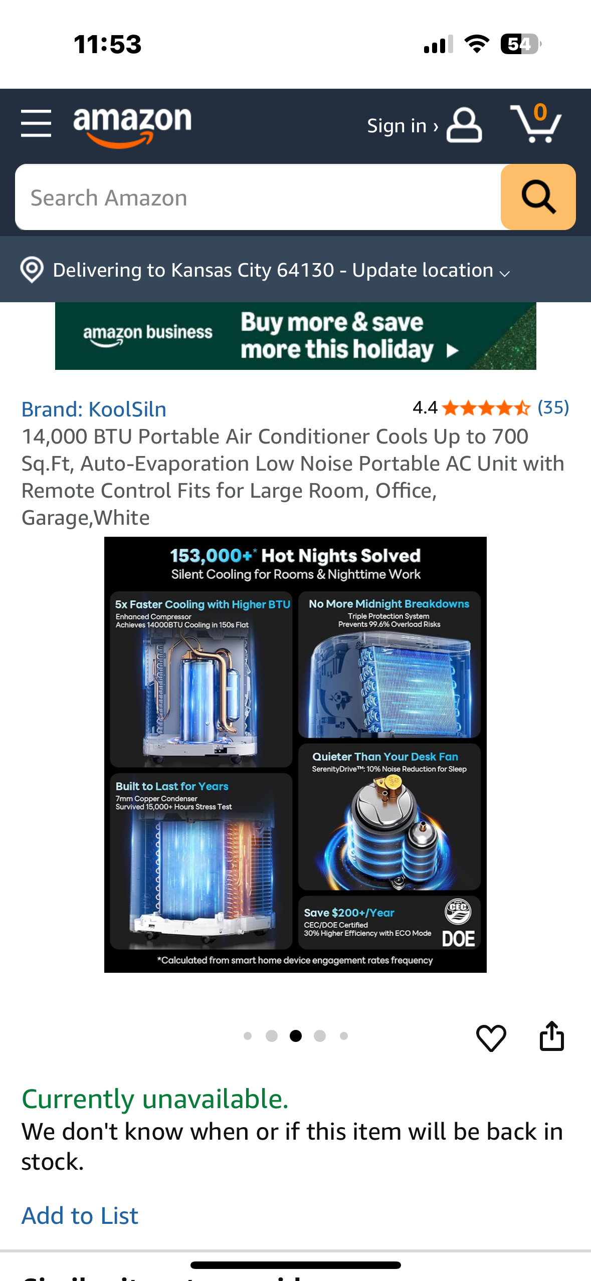 14,000 BTU Portable Air Conditioner, Cools Up to 700 Sq.Ft, Auto-Evaporation, Low Noise Portable AC Unit with Remote Control, for Home, Office, Garage, White (R705)